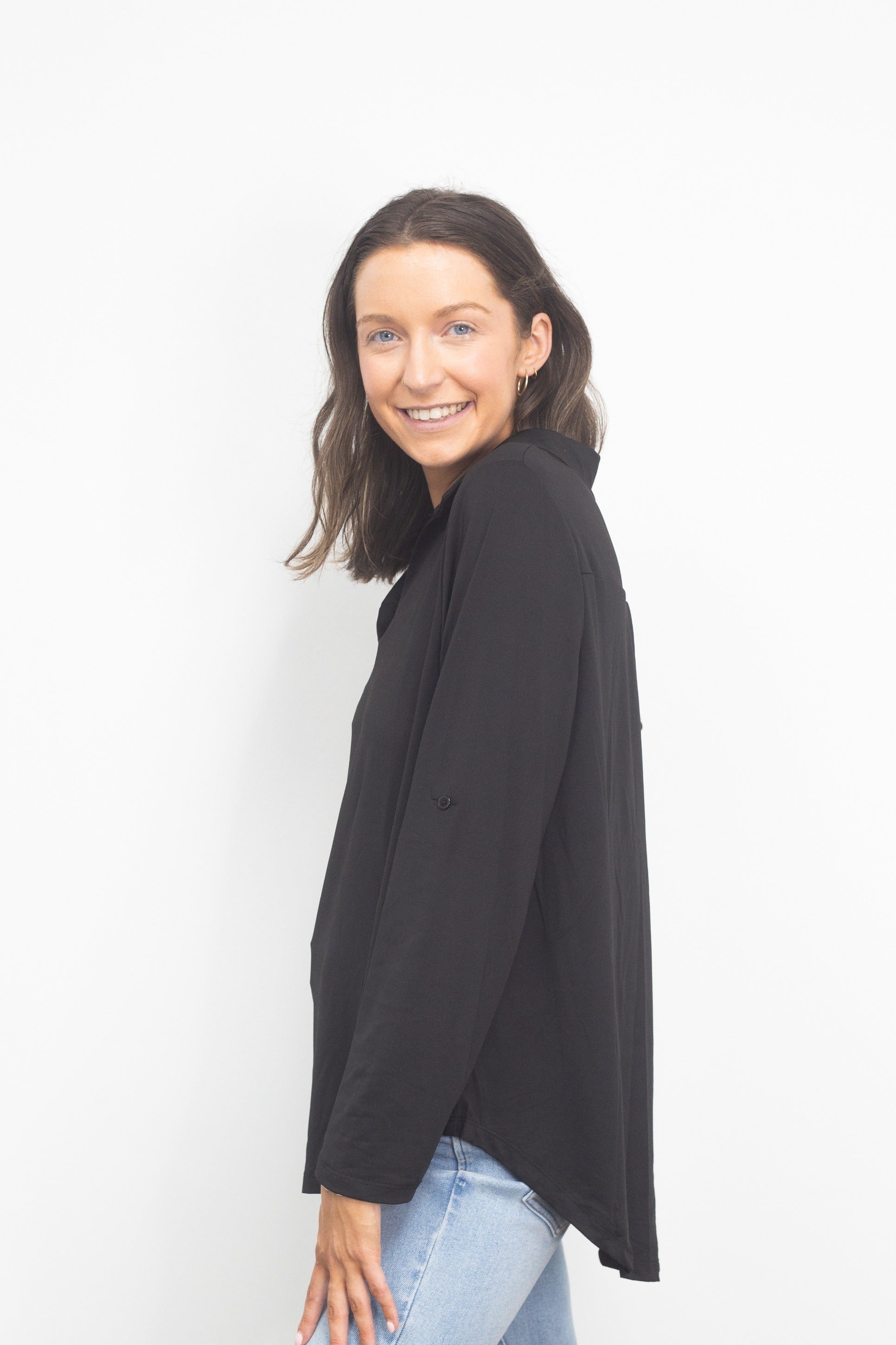 Gemma V-Neck Top, Black