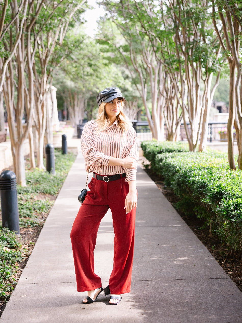 Pleat-Front Trousers, Maroon