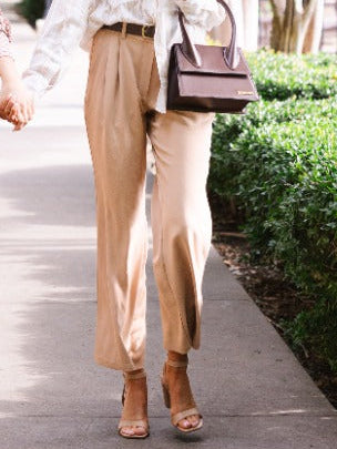 Pleat-Front Trousers, Tan