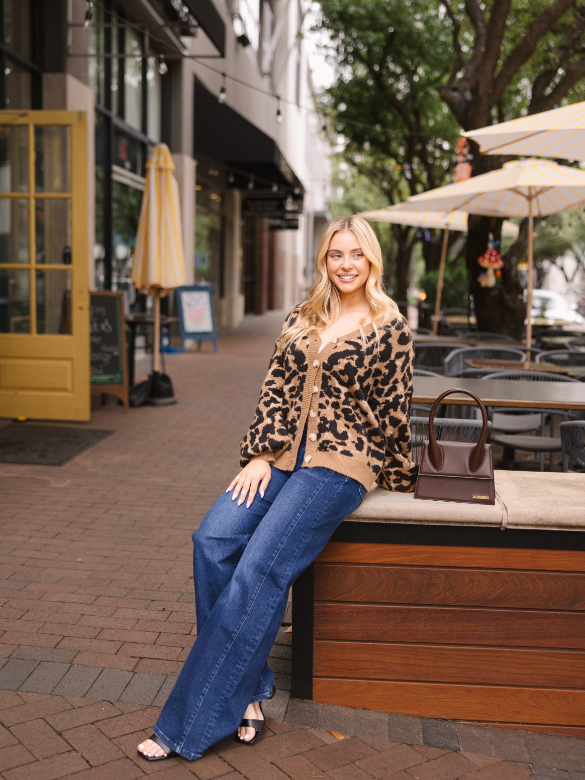 Cropped Cardigan Sweater, Leopard