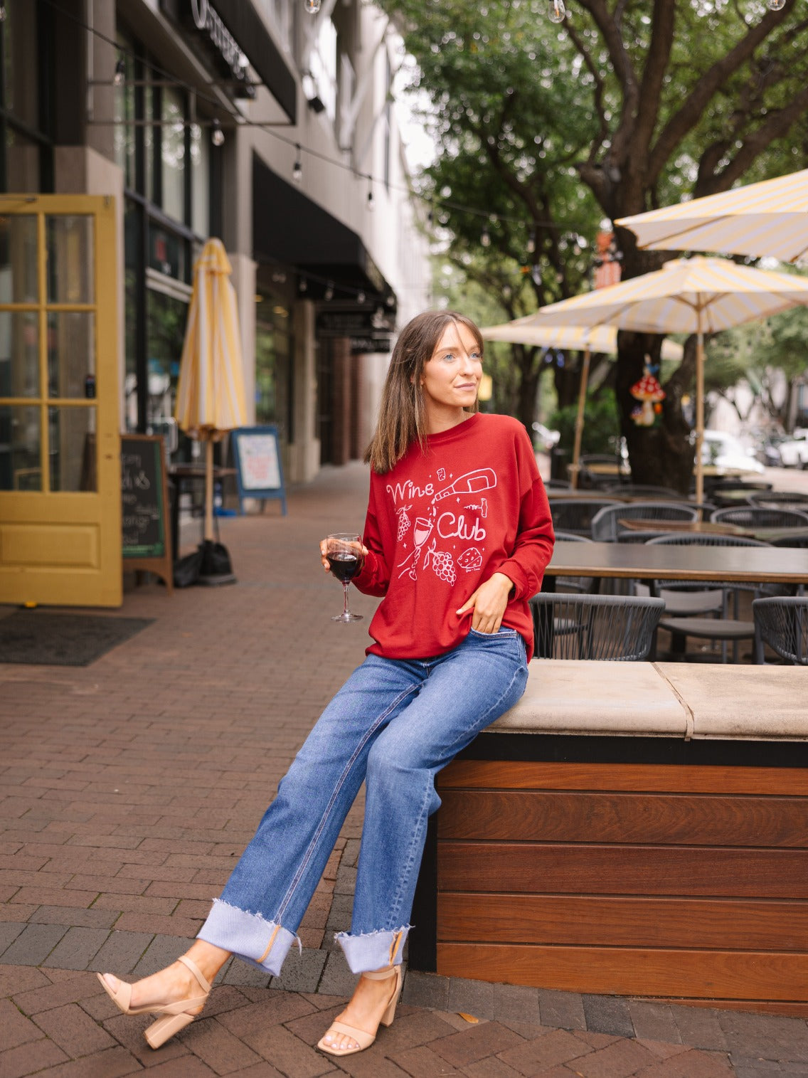 Wine Club on Light Weight Sweatshirt, Maroon