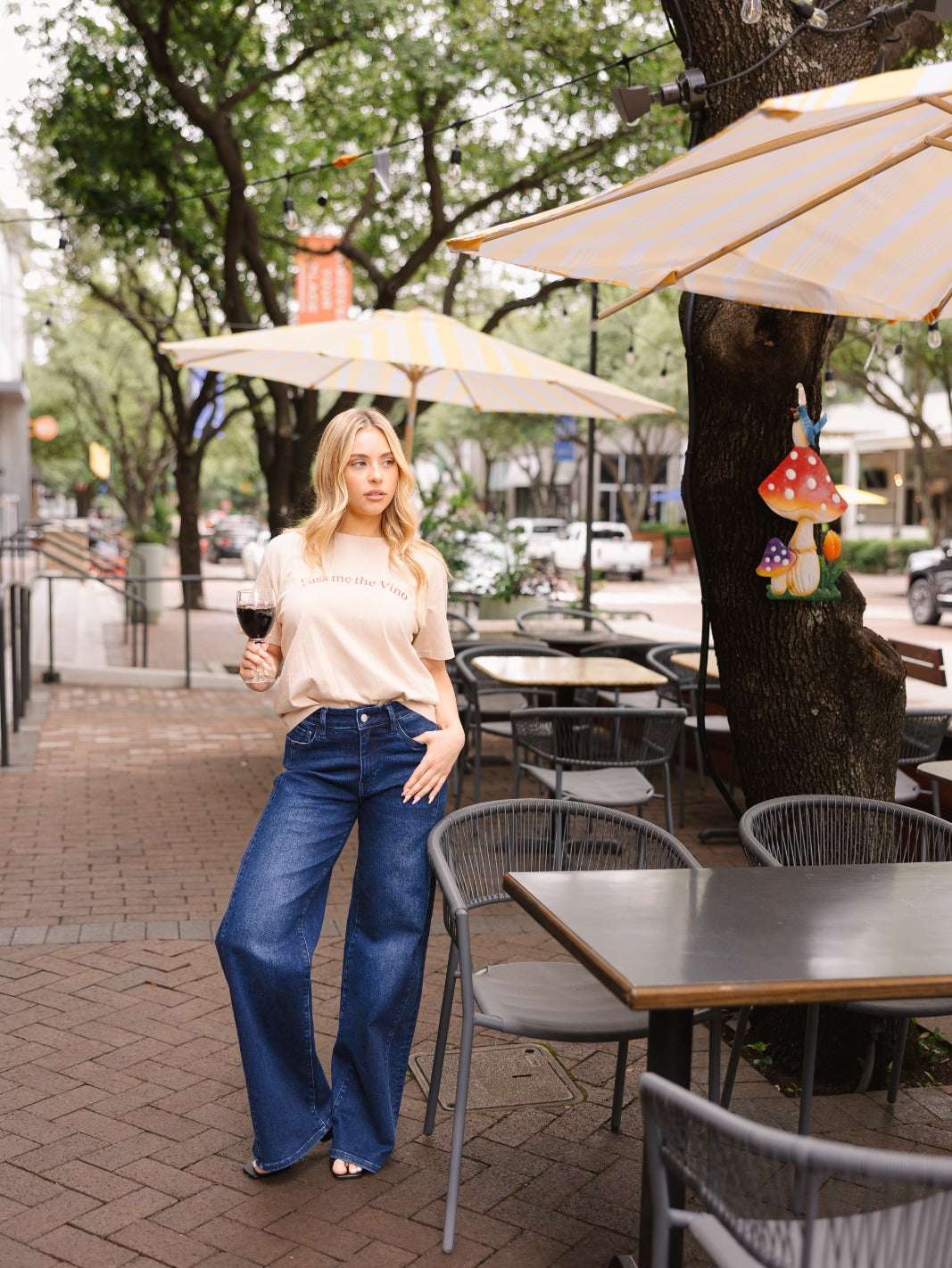 Vino on Beige Tee Shirt