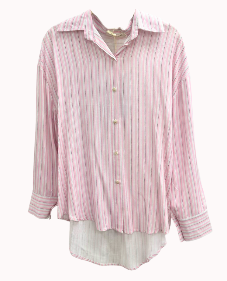 The Kathryn Button-Up, Striped Pink