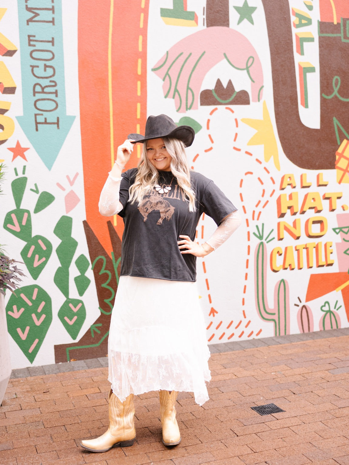 Wranglin' on Black Tee