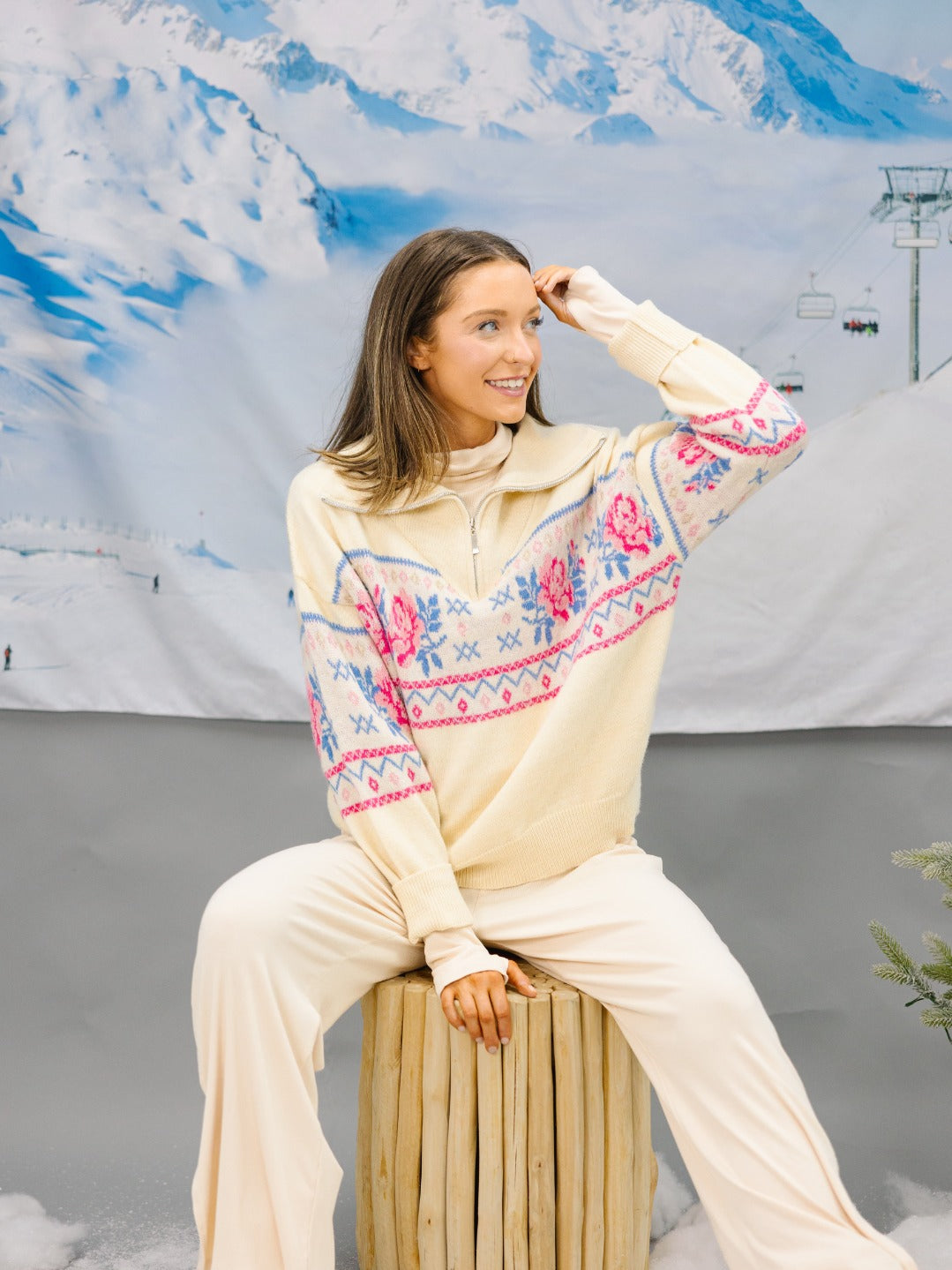 Ivory Pullover with Floral Details