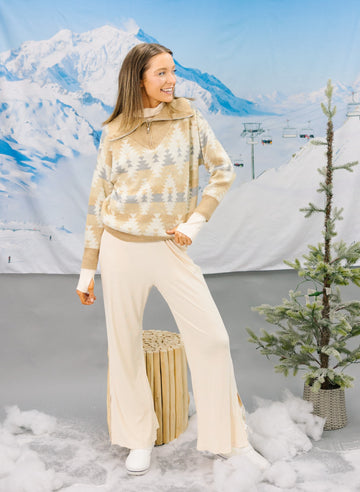 Beige Aztec Print Pullover