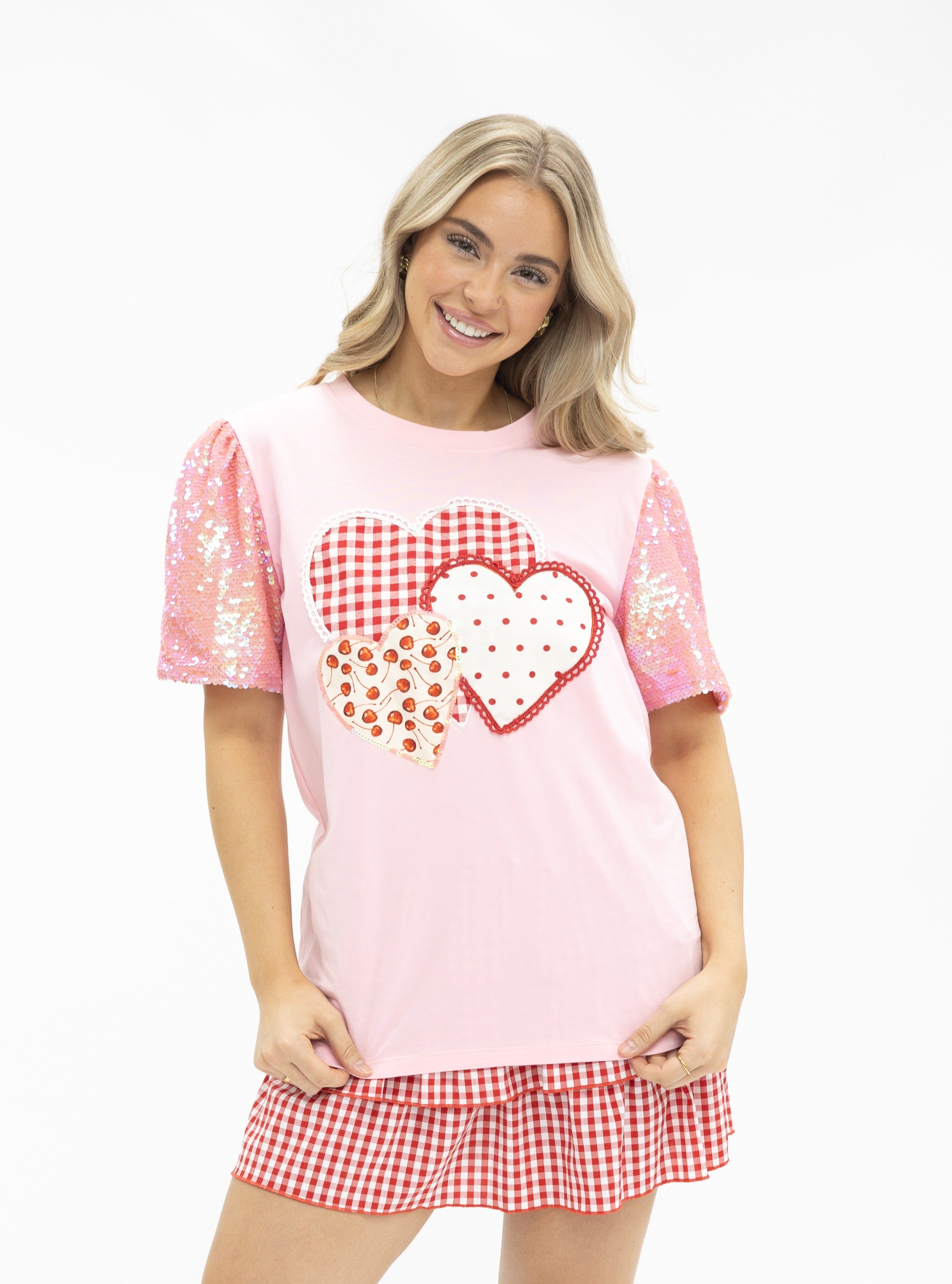 Heart Patches on Pink Princess Top