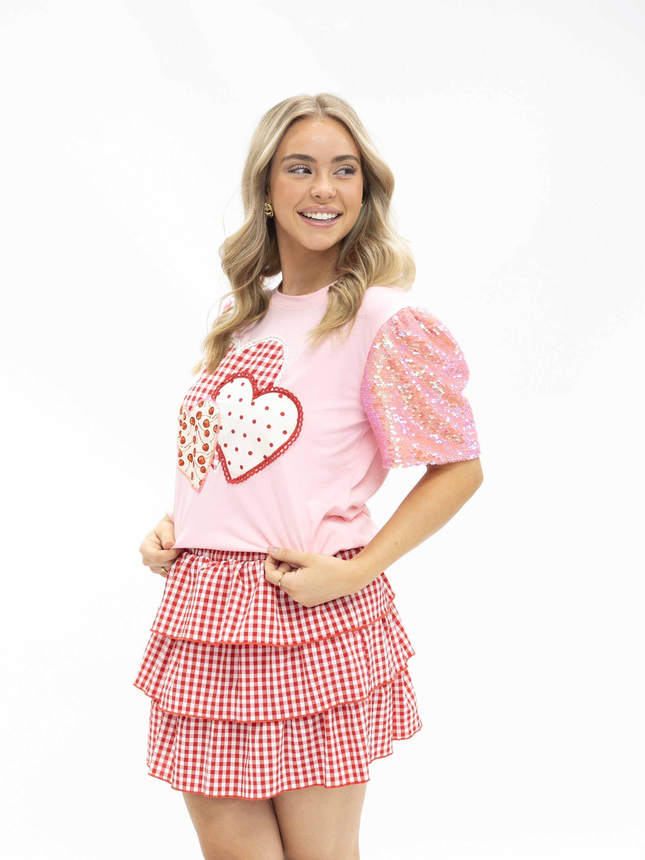 Heart Patches on Pink Princess Top