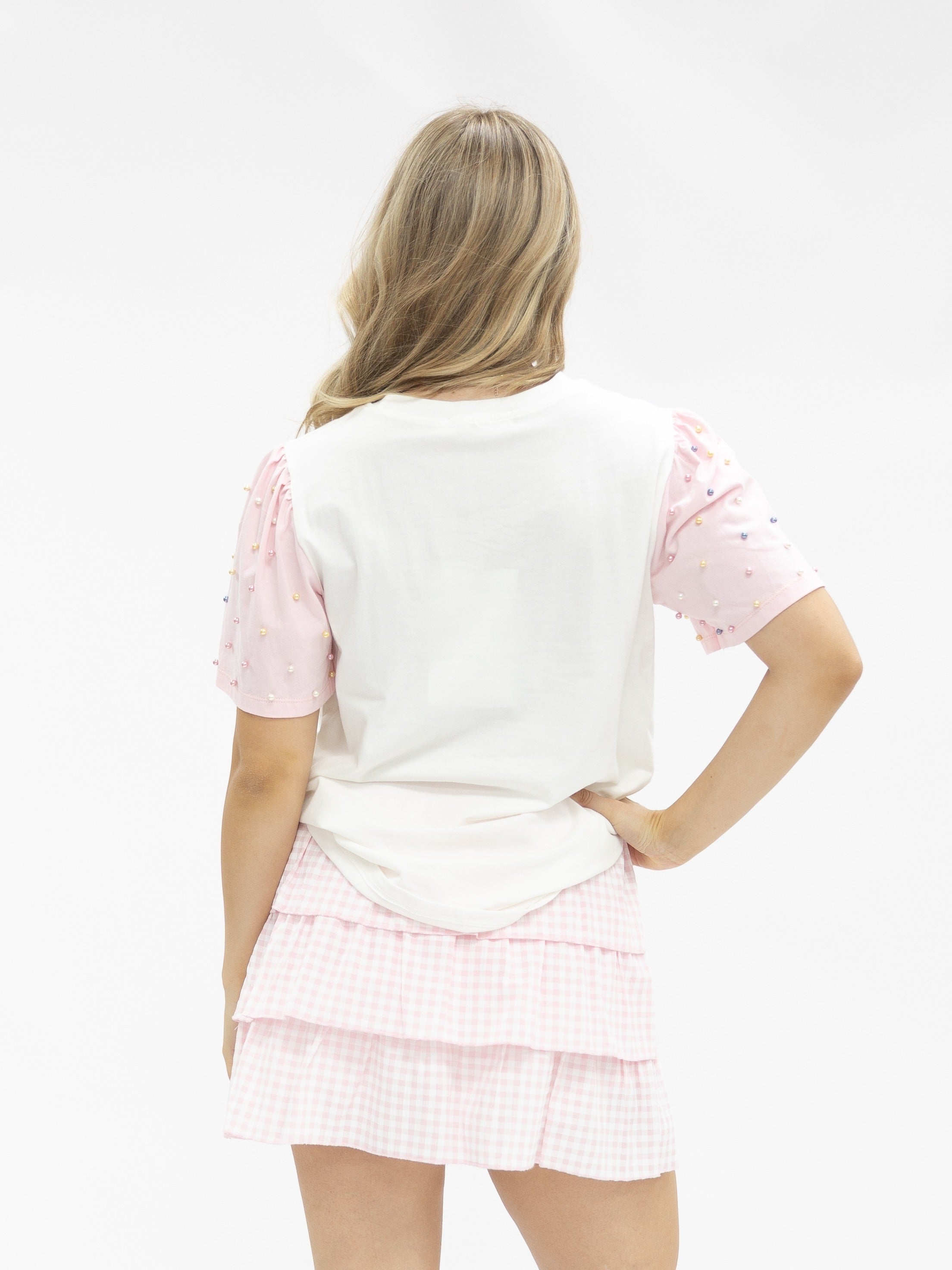 Pearl "He is Risen" on White Princess Top