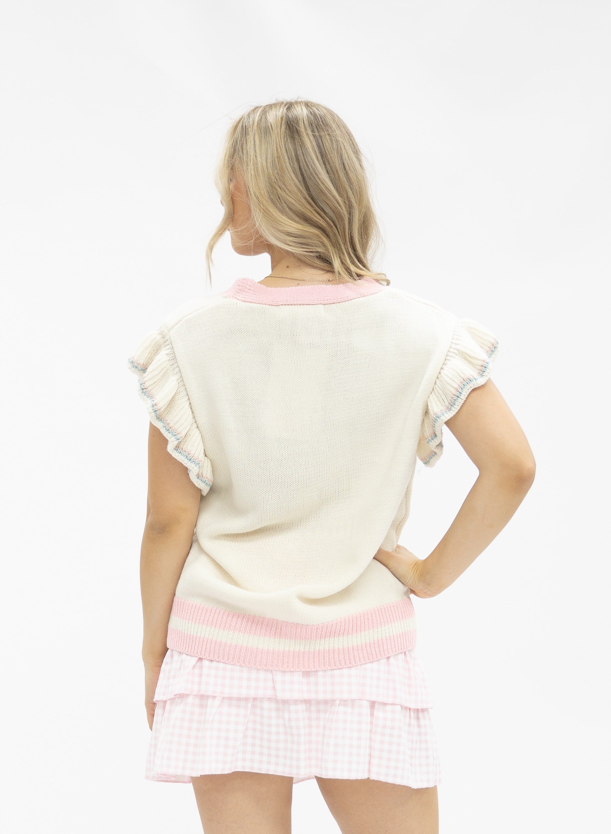 Ivory Sweater Vest with Sequin Bunnies