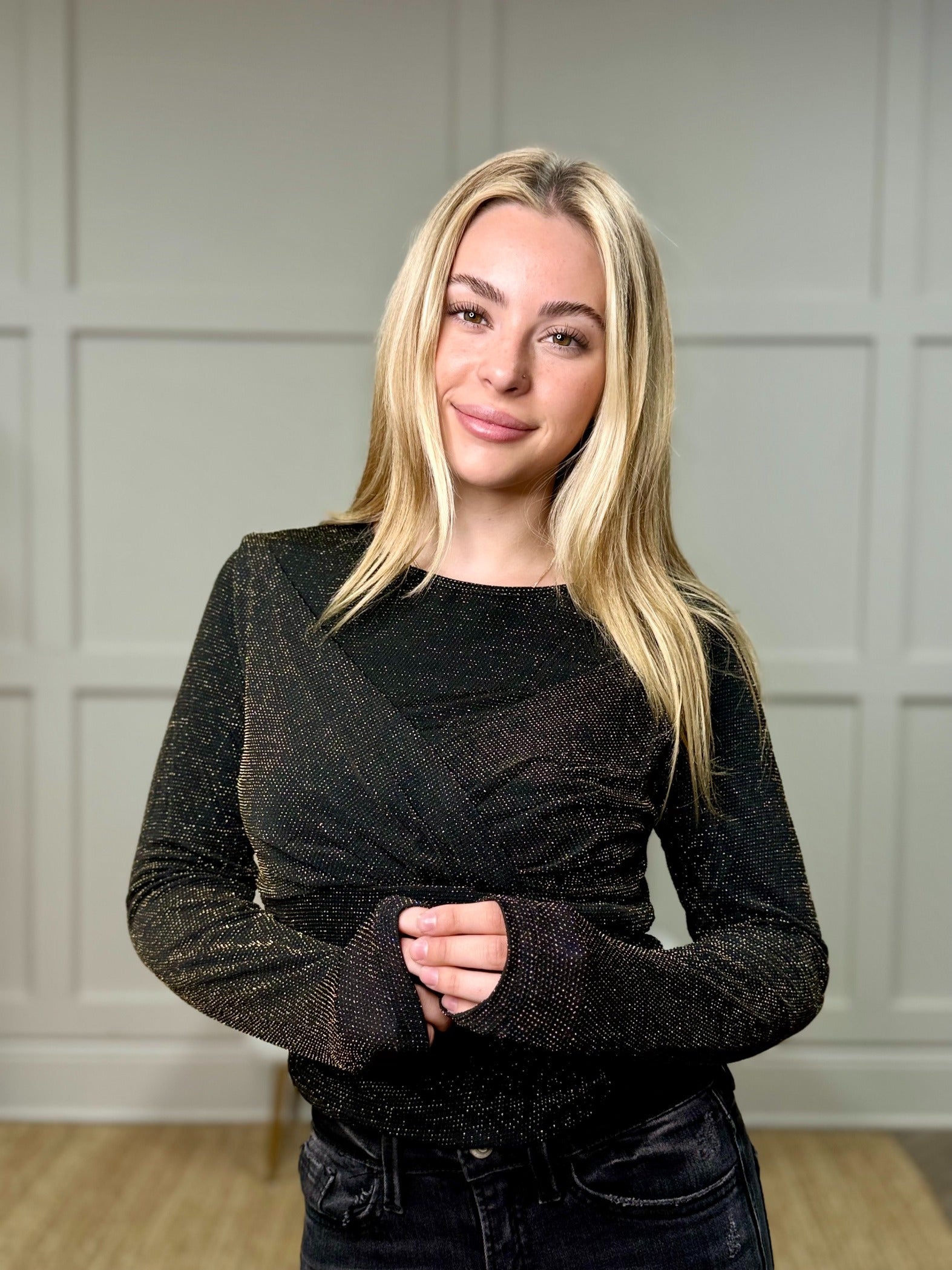 Starlit Glam Bodysuit in Black