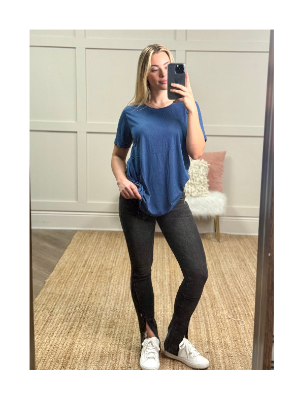 Summer Navy Crewneck Cuff Tee