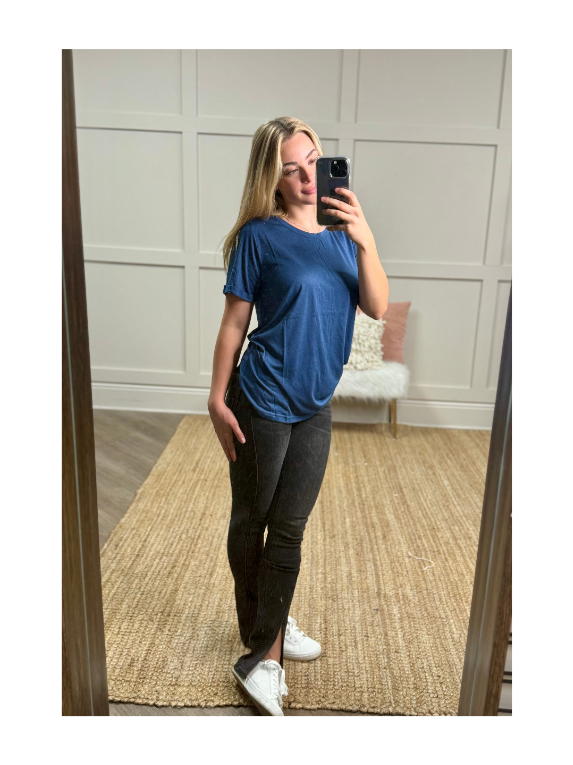 Summer Navy Crewneck Cuff Tee