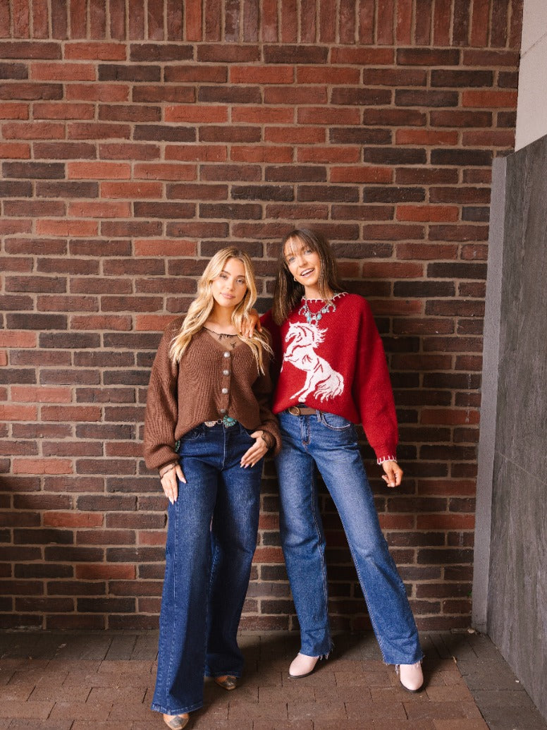 Cropped Cardigan Sweater, Brown