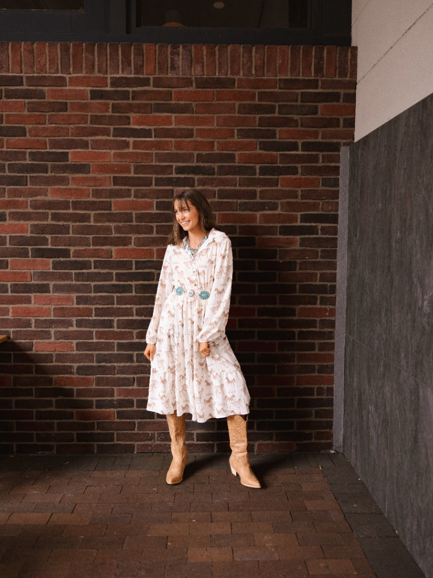 horse print shirt dress Horse Print Shirt Dress Ivory / 3XL