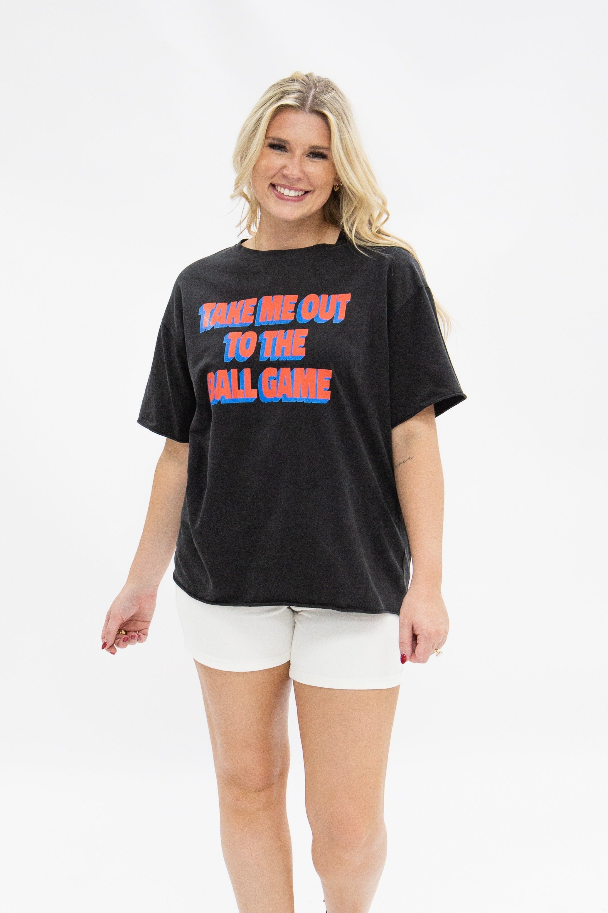 Take Me Out on Black Boxy Tee