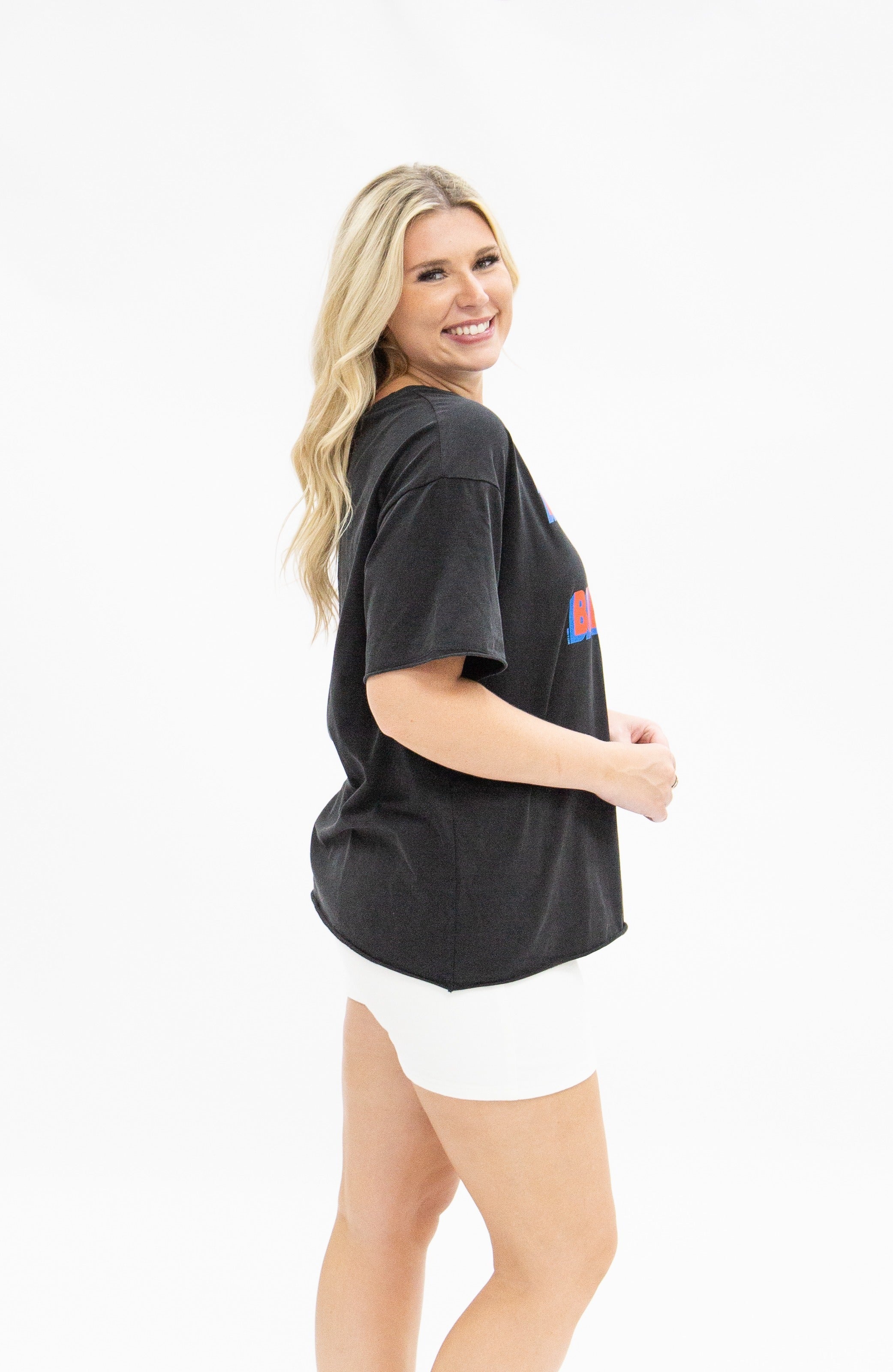 Take Me Out on Black Boxy Tee