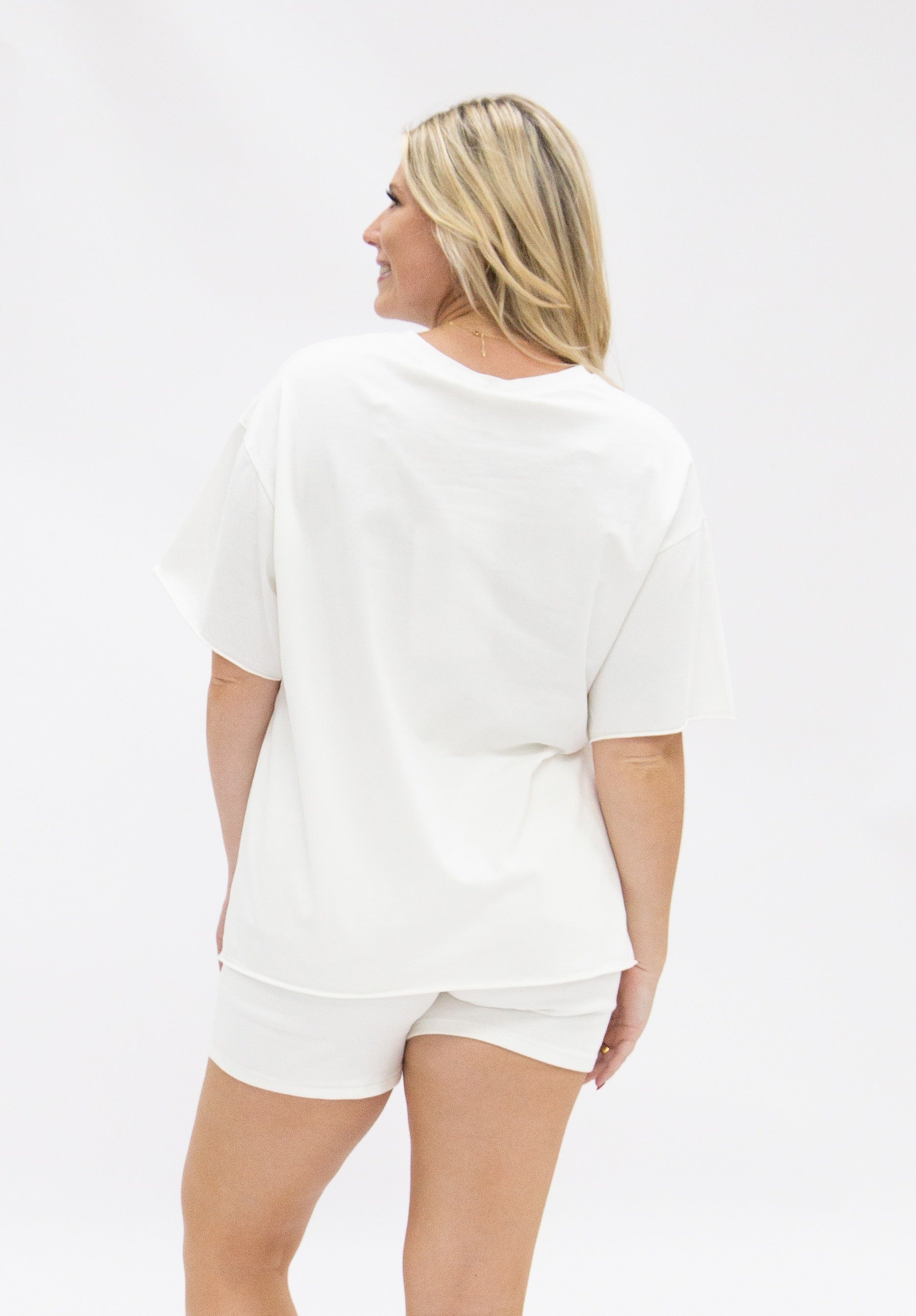 Playball on White Boxy Tee