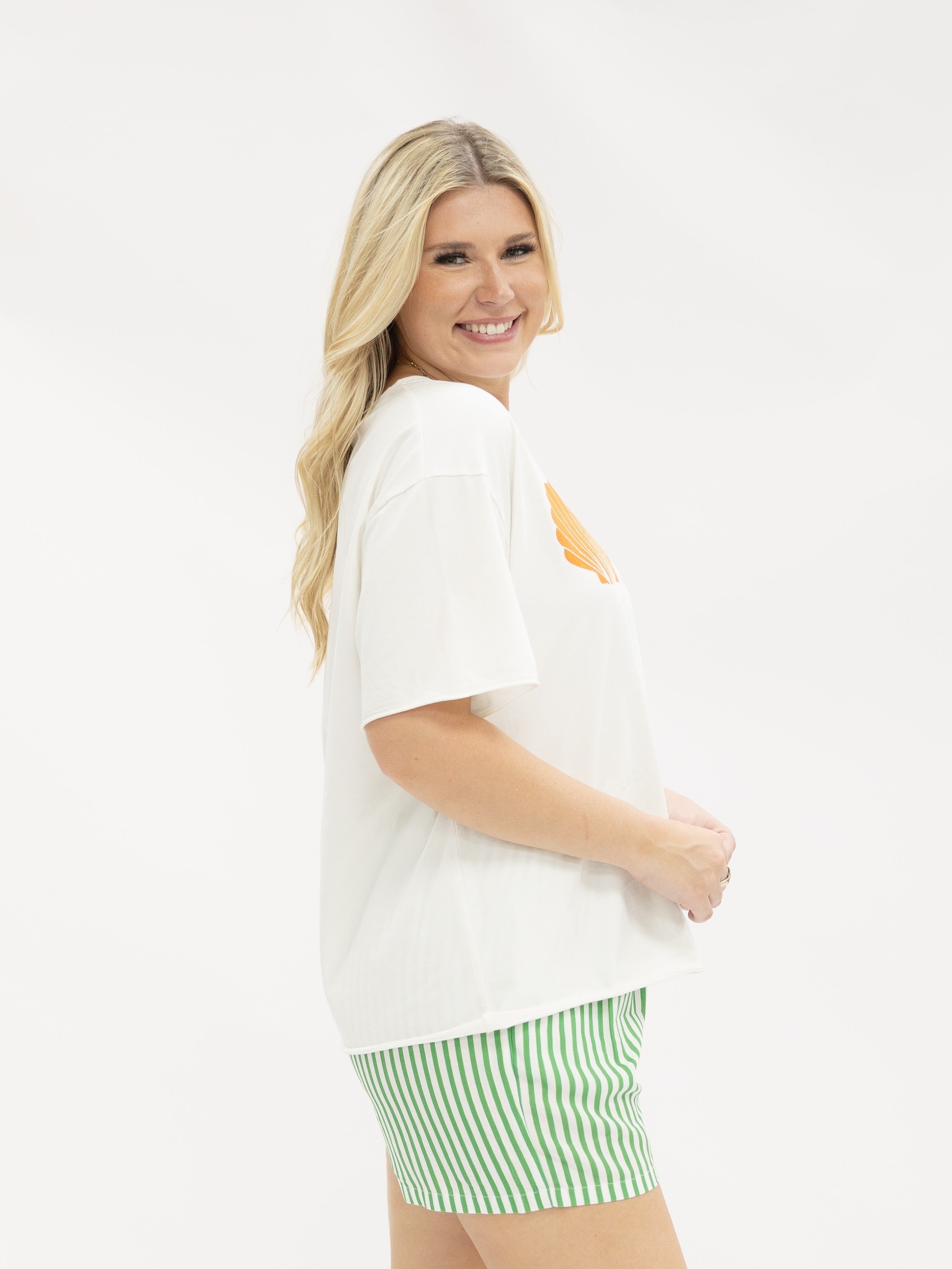 Seashell Bra On White Relaxed Fit Tee