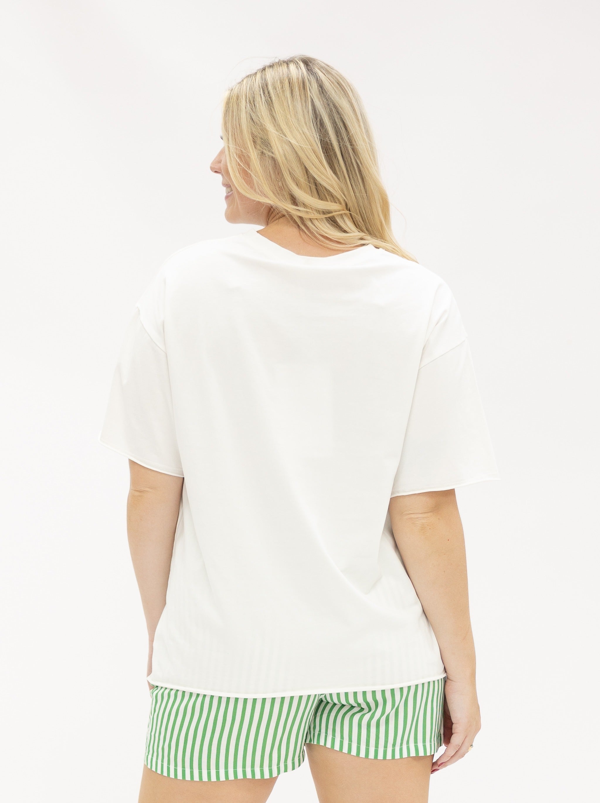 Seashell Bra On White Relaxed Fit Tee