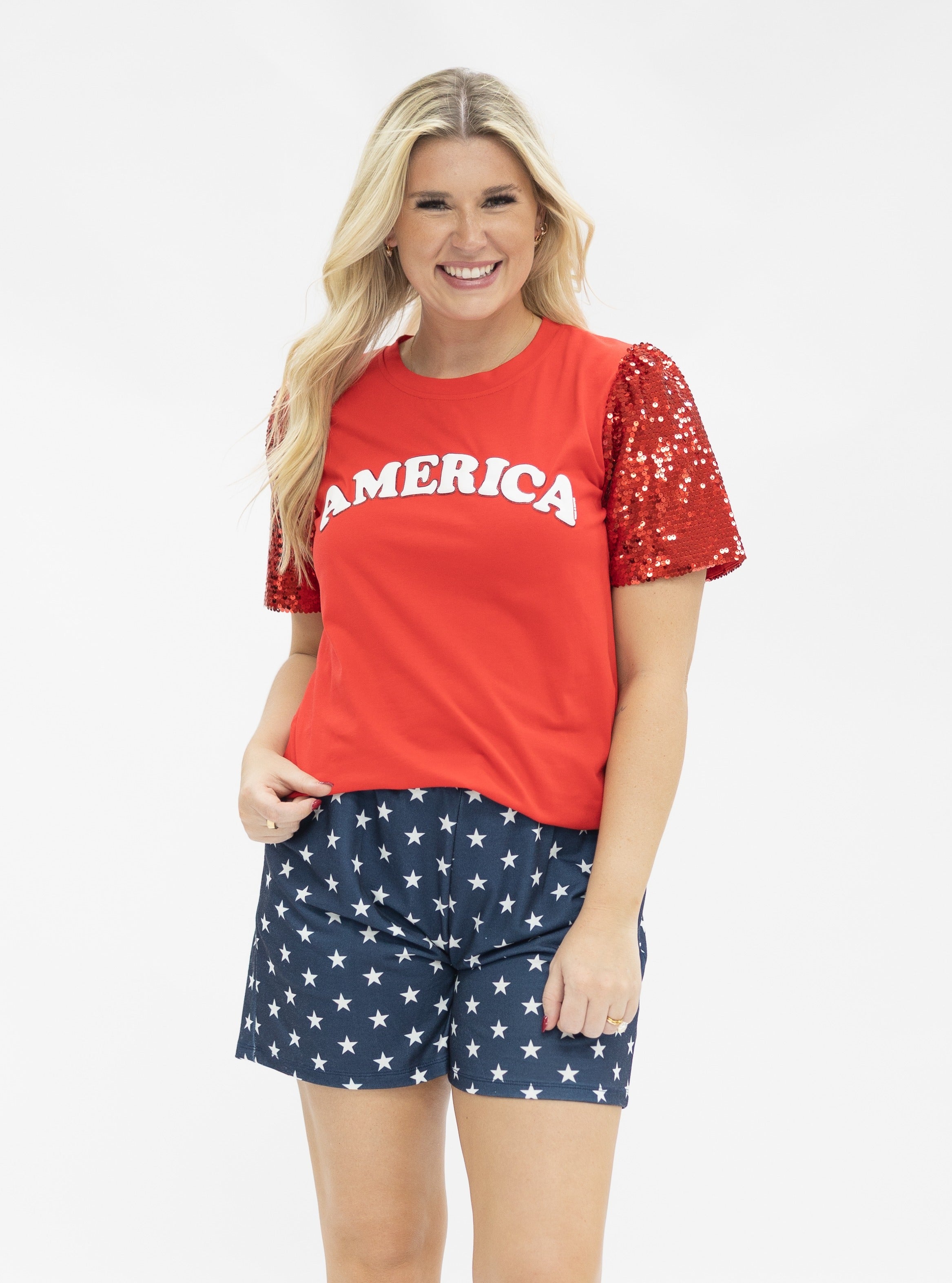 America on Red Sequin Sleeve