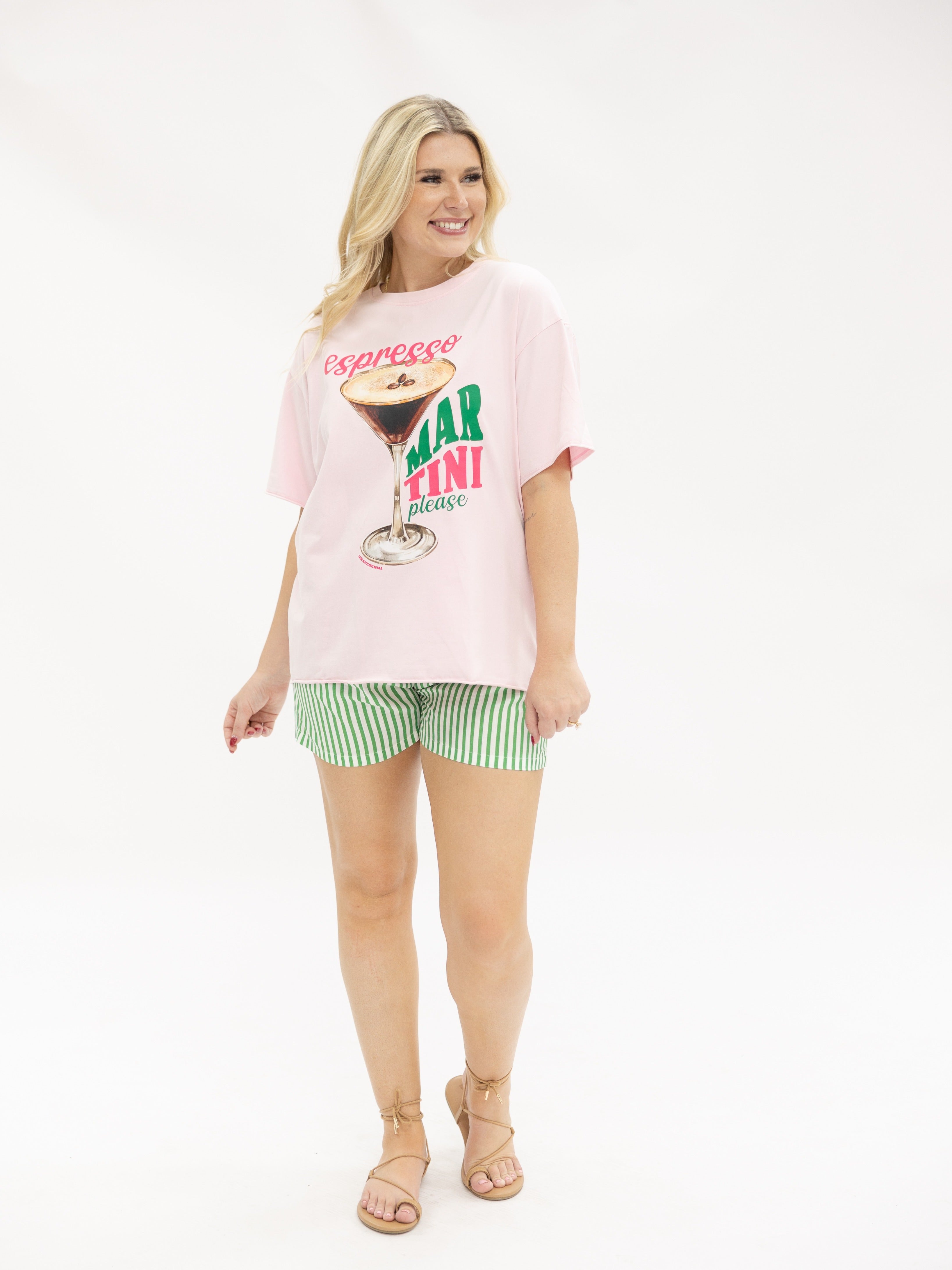 Espresso Martini on Pink Tee Shirt