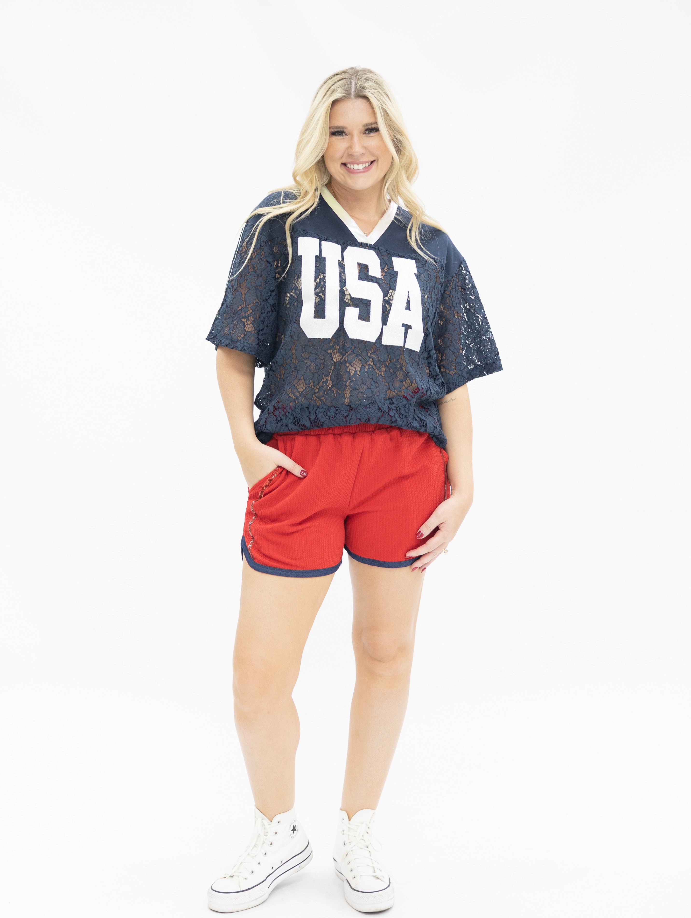 Navy Lace "USA" Jersey