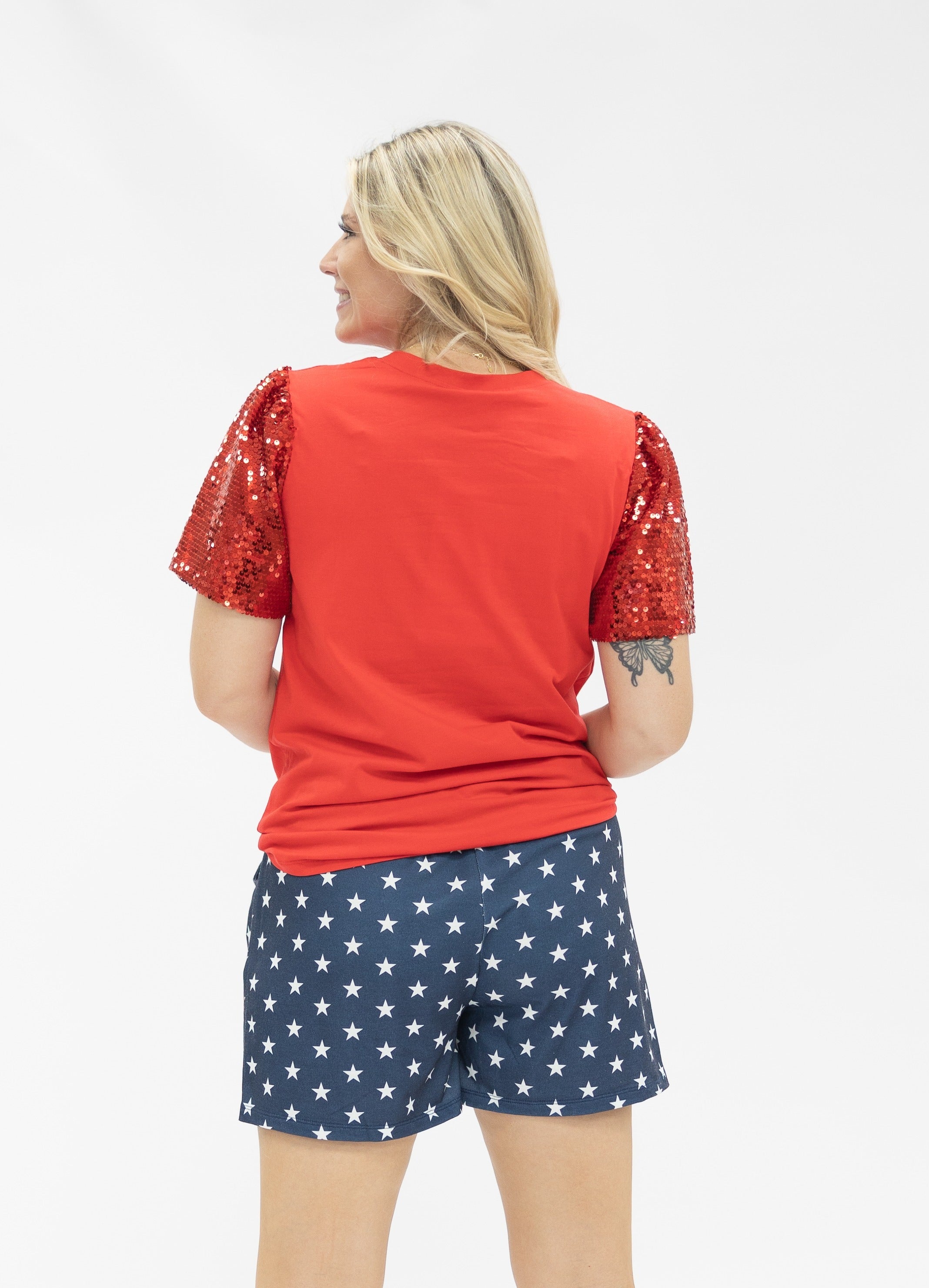 America on Red Sequin Sleeve