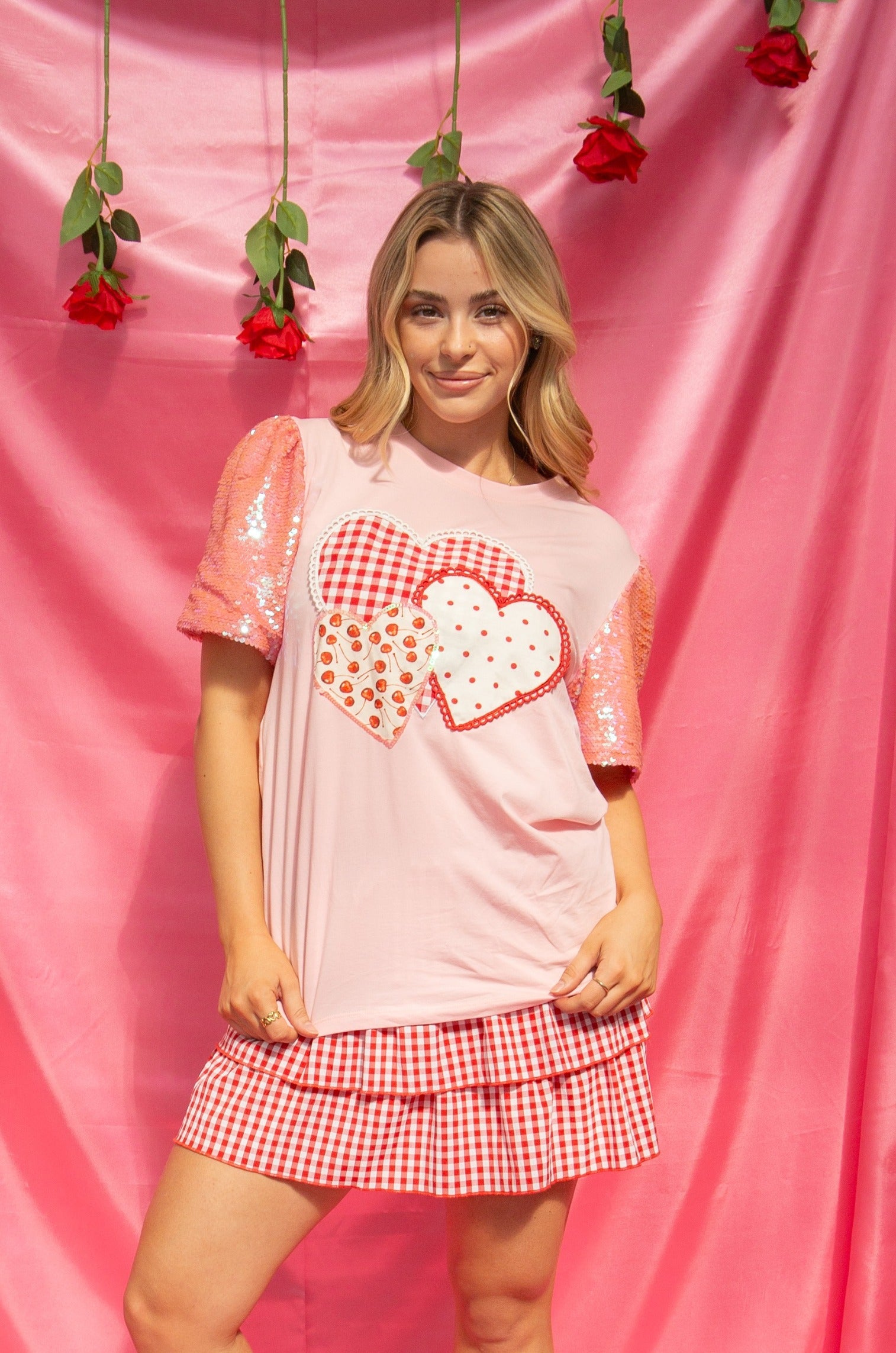 Heart Patches on Pink Princess Top
