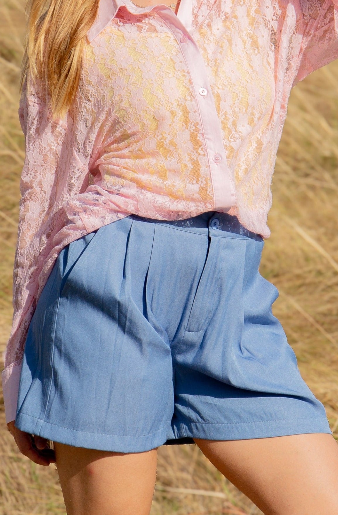 Trouser Shorts, Chambray, detail