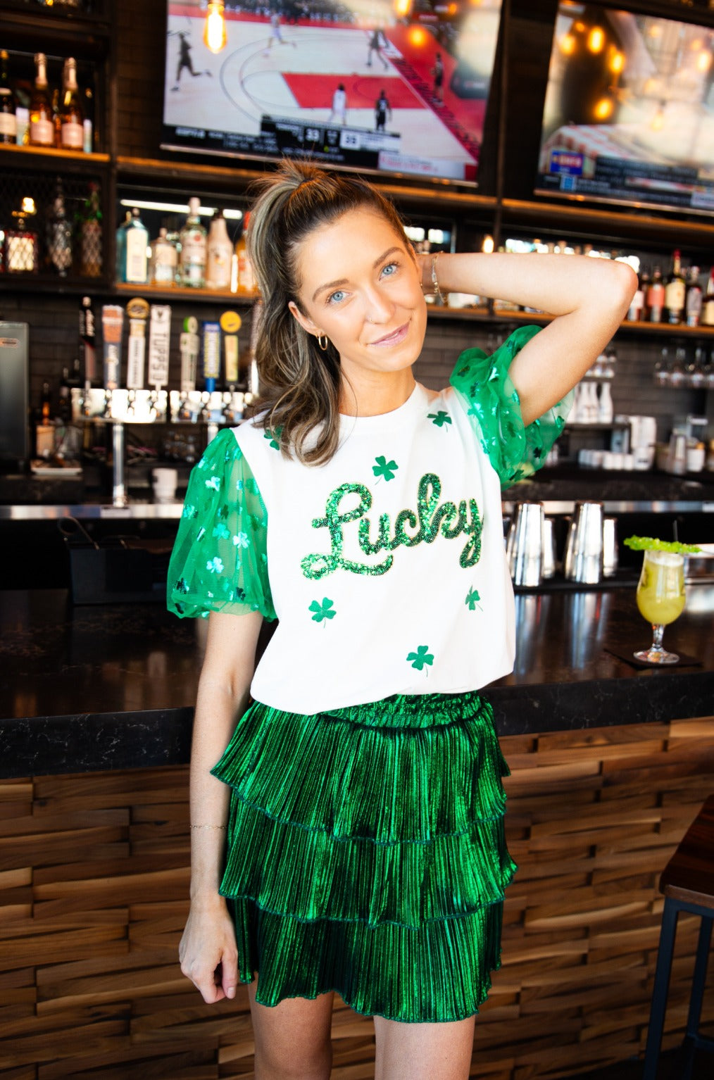 Sequin "Lucky" on Princess Top