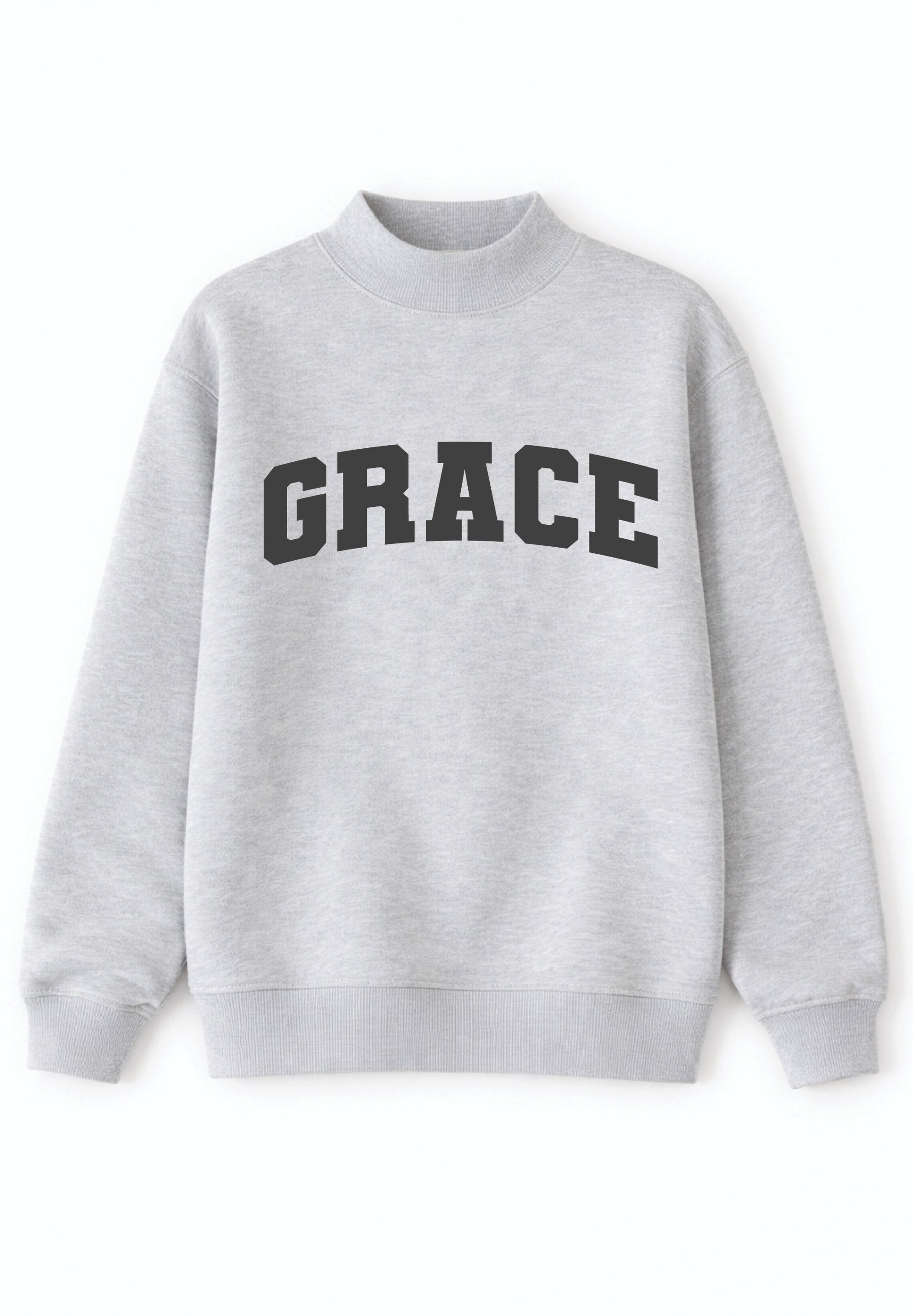 'Grace' Mock Neck Sweatshirt, Grey