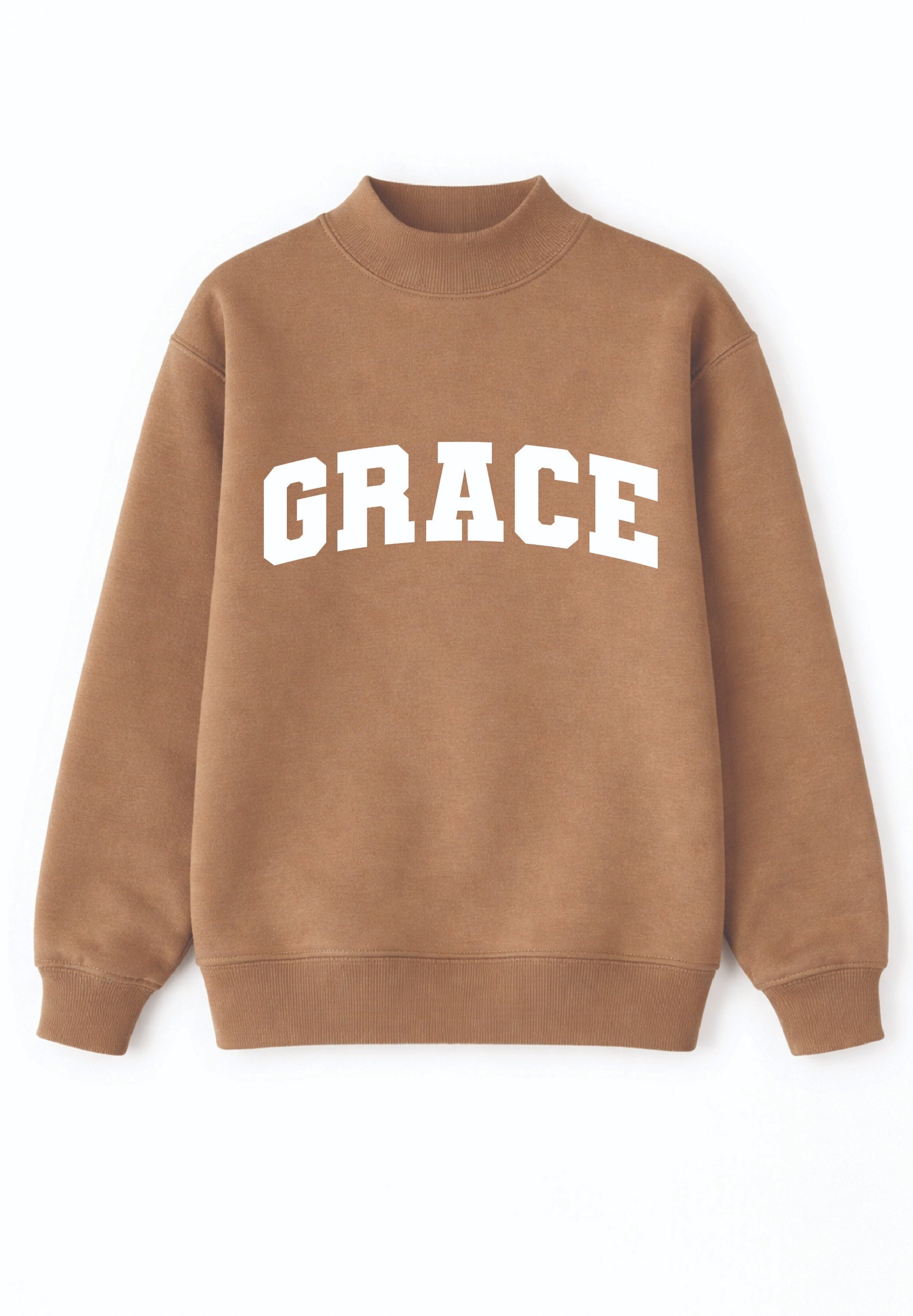 'Grace' Mock Neck Sweatshirt, Brown