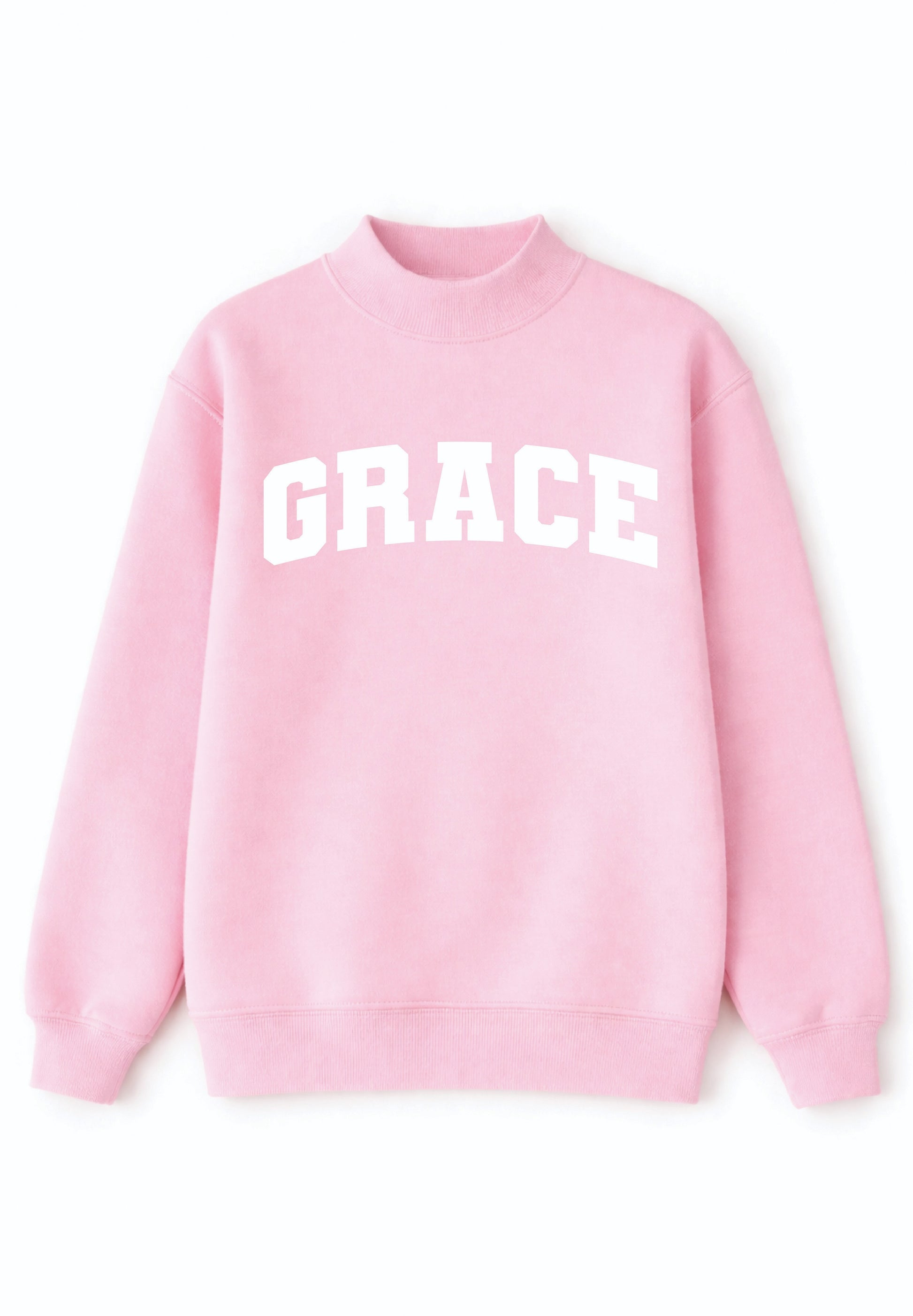 'Grace' Mock Neck Sweatshirt, Light Pink