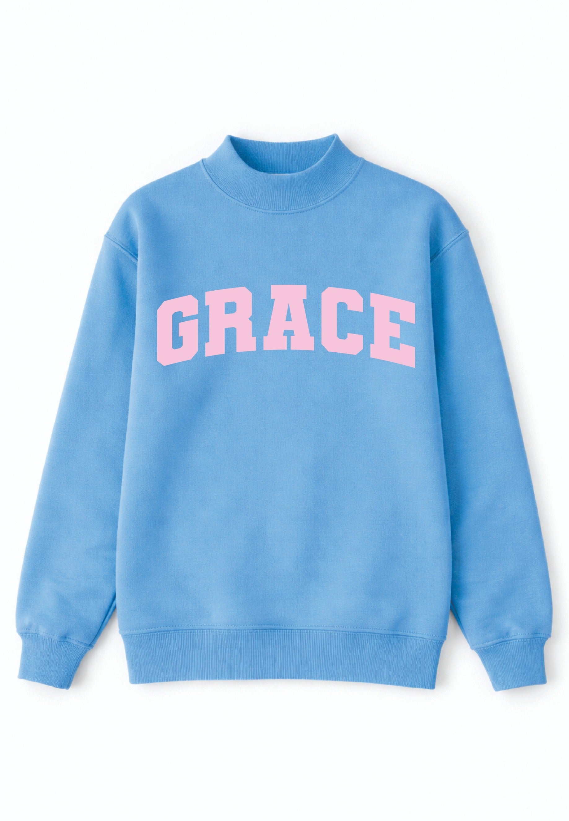 'Grace' Mock Neck Sweatshirt, Blue