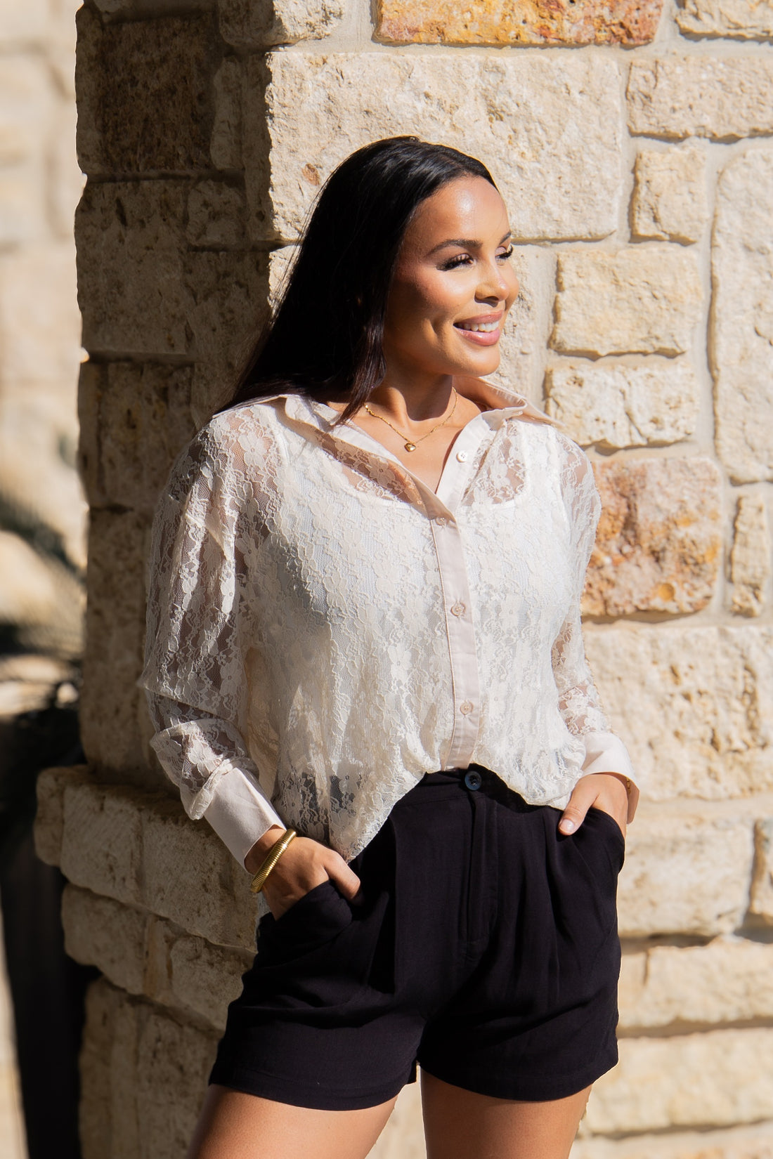 Trouser Shorts, Black Linen