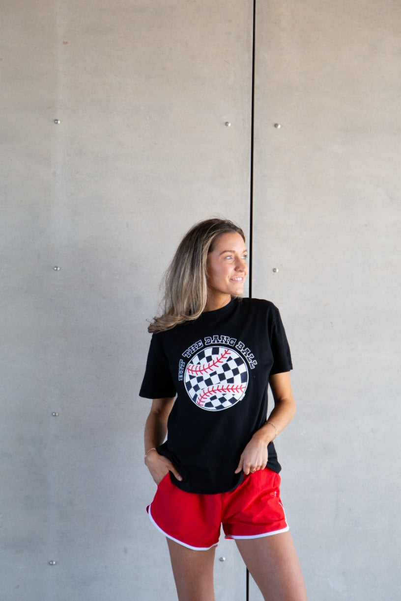Hit the Dang Ball on Black Tee Shirt Blank