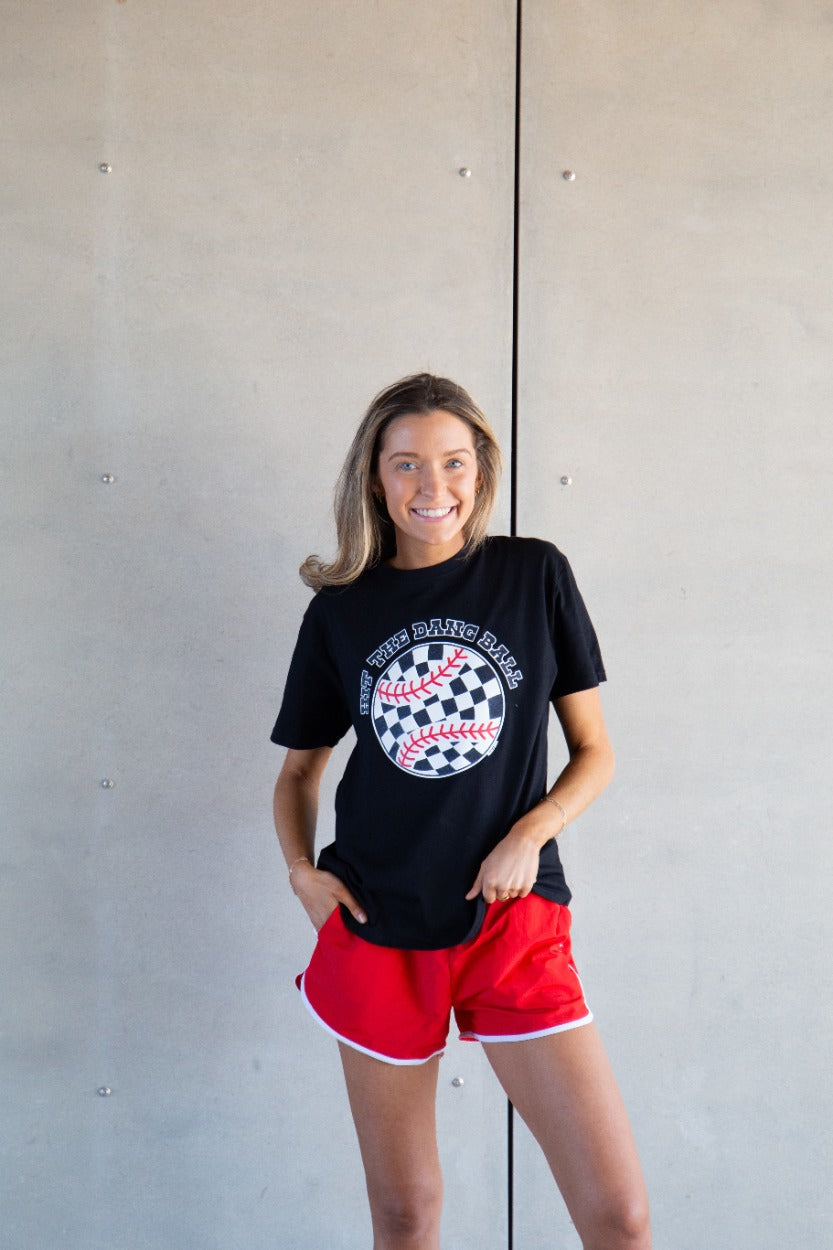 Hit the Dang Ball on Black Tee Shirt Blank