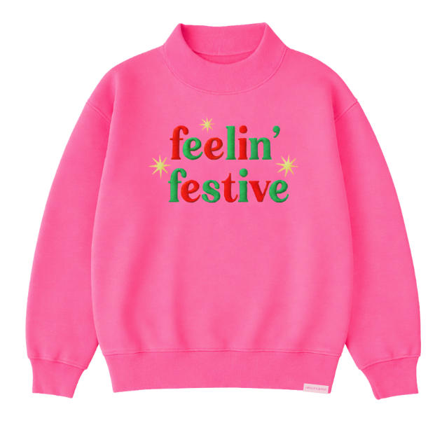 Feelin' Festive on Hot Pink Mock Neck Top