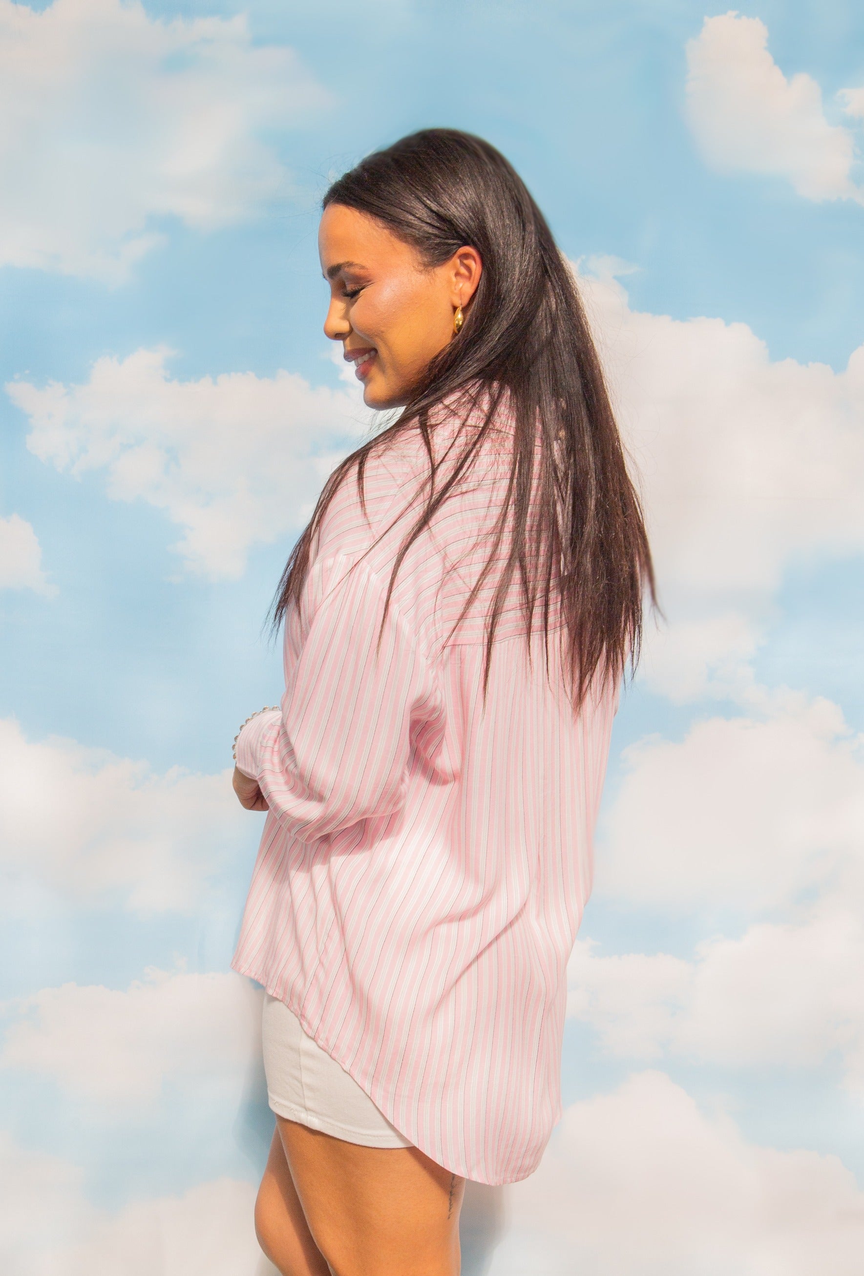 The Kathryn Button-Up, Striped Pink