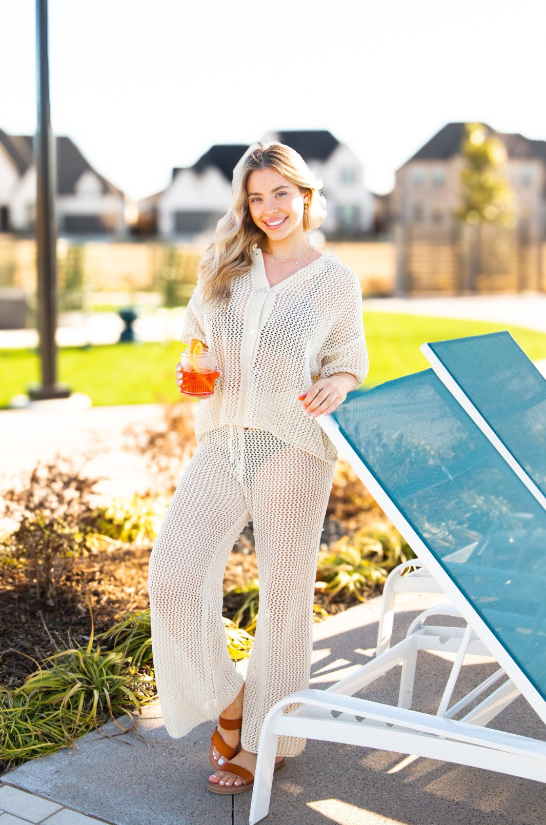 Cover-Up Crochet Pants, Cream