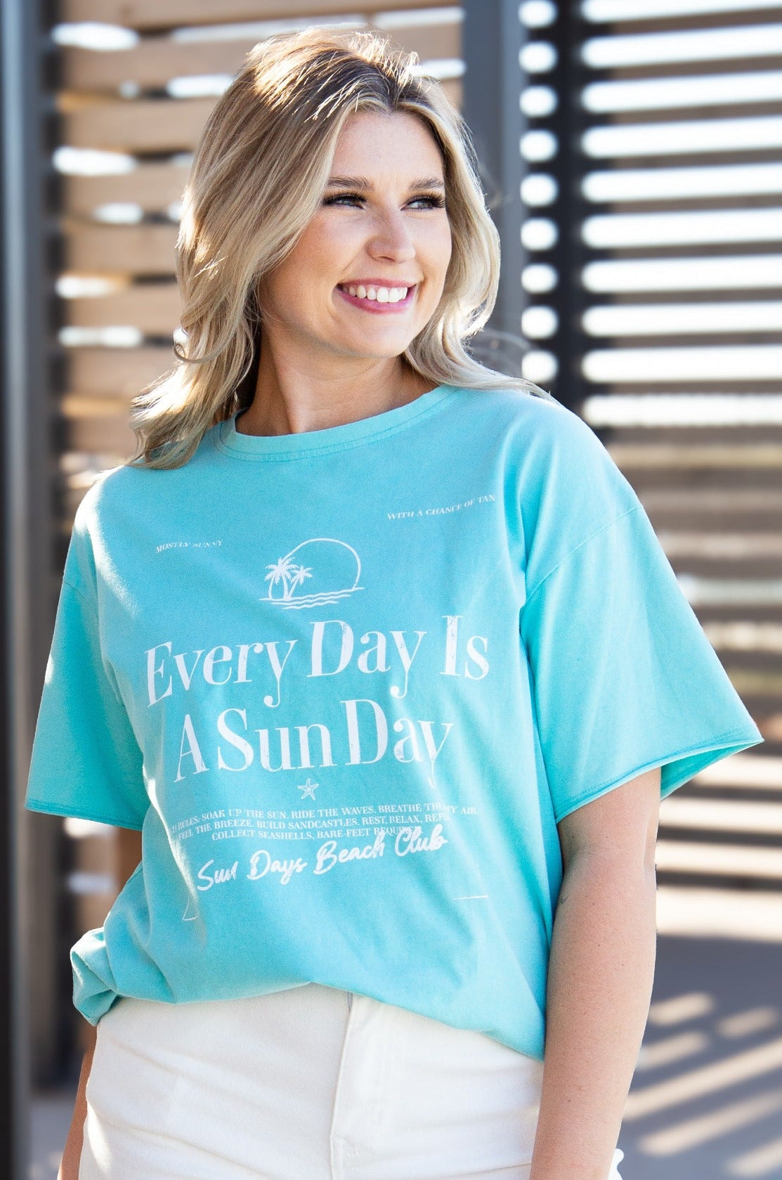 Every Day Is Sun Day On Turquoise Relaxed Fit Tee