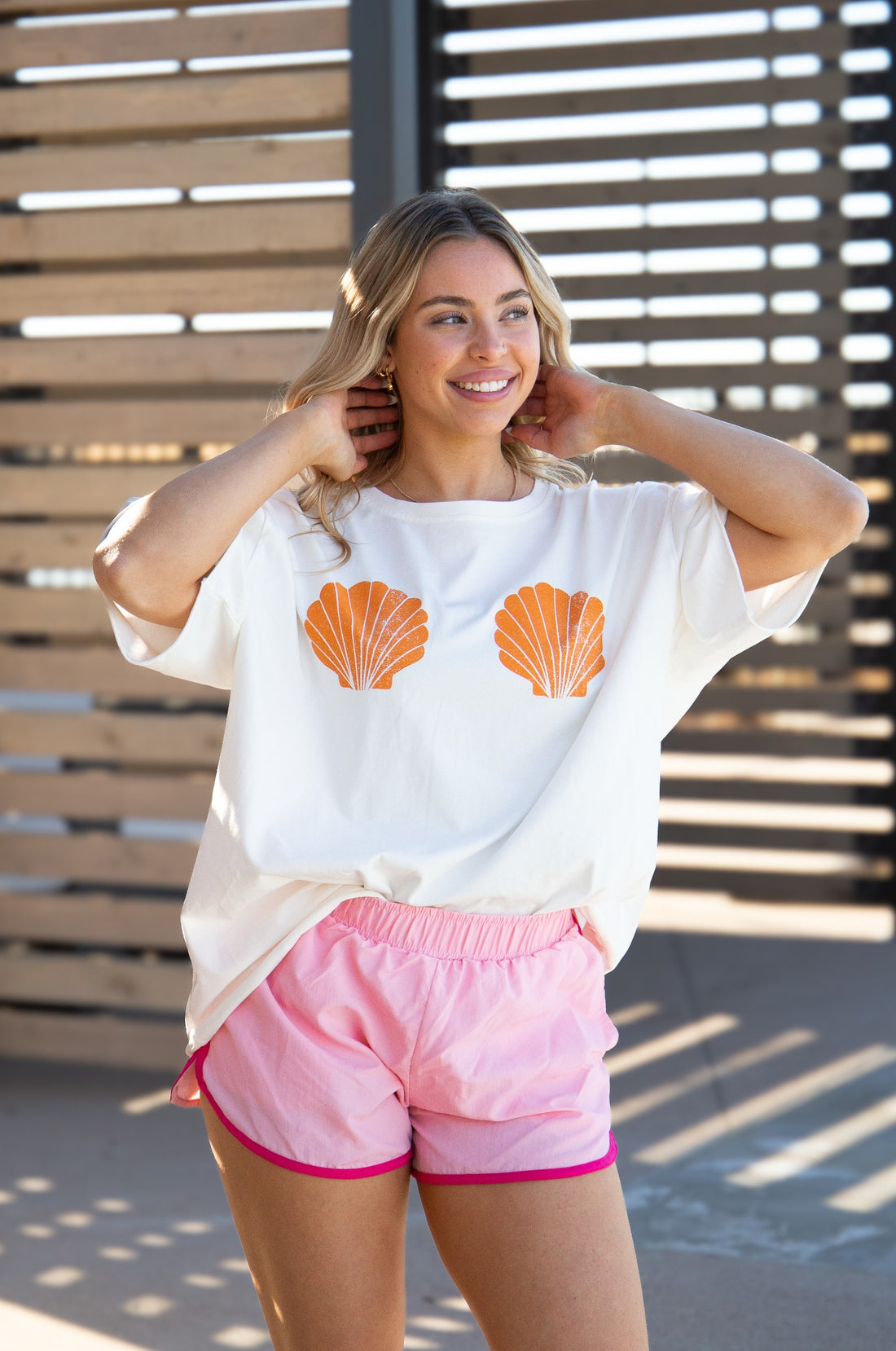 Seashell Bra On White Relaxed Fit Tee