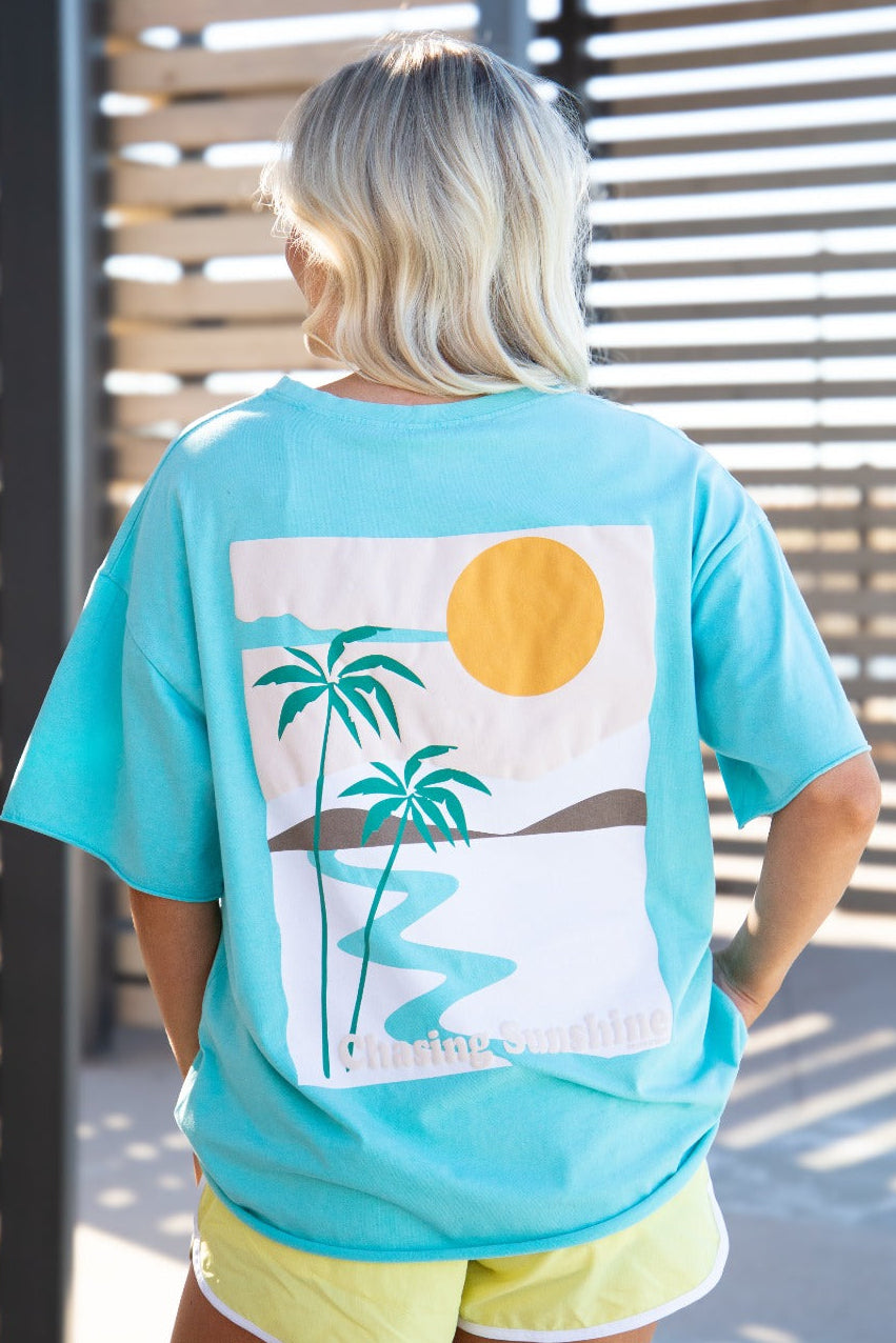 Chasing Sunshine on Turquoise T-Shirt