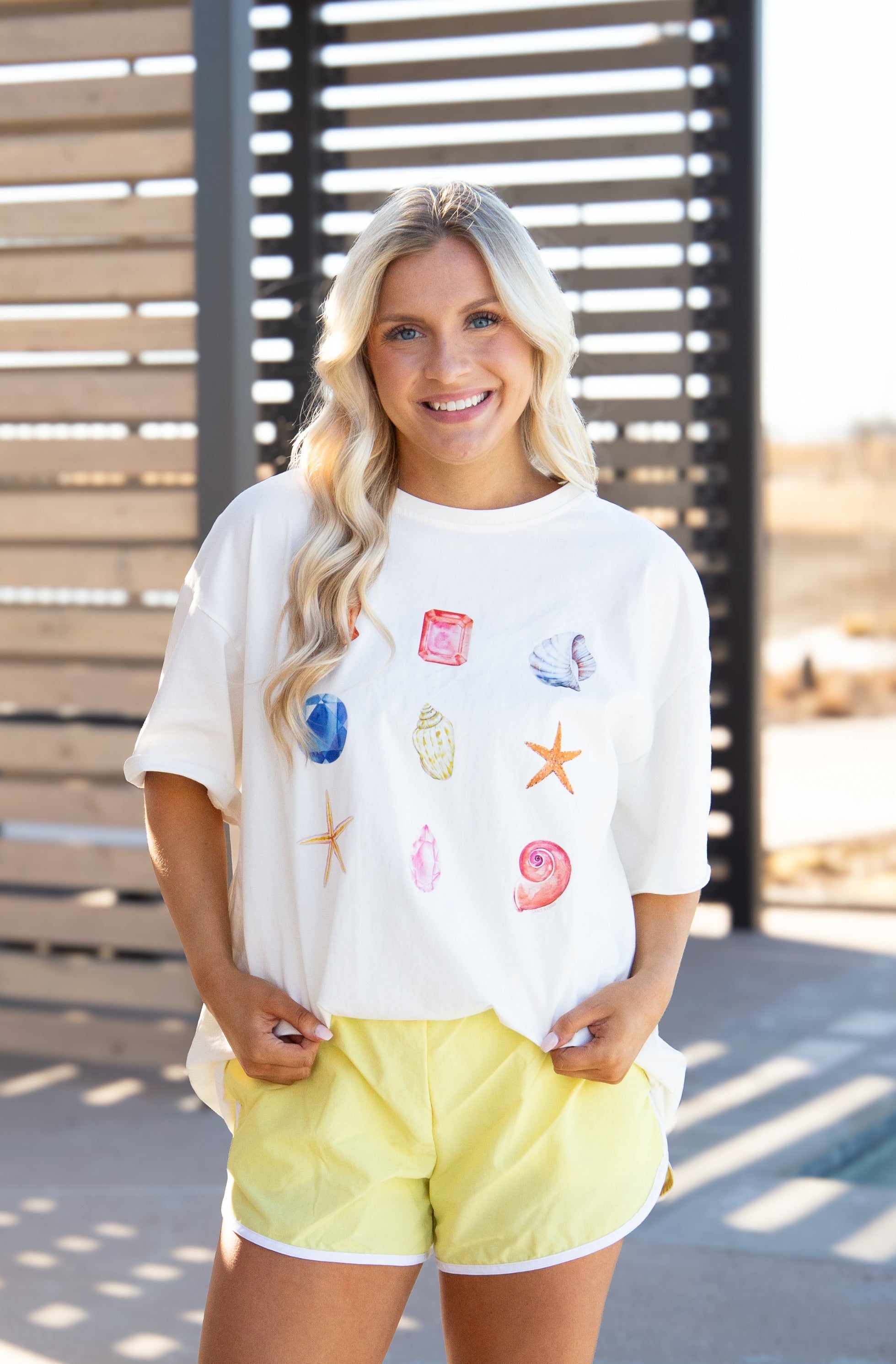 Seashells On White Relaxed Fit Tee