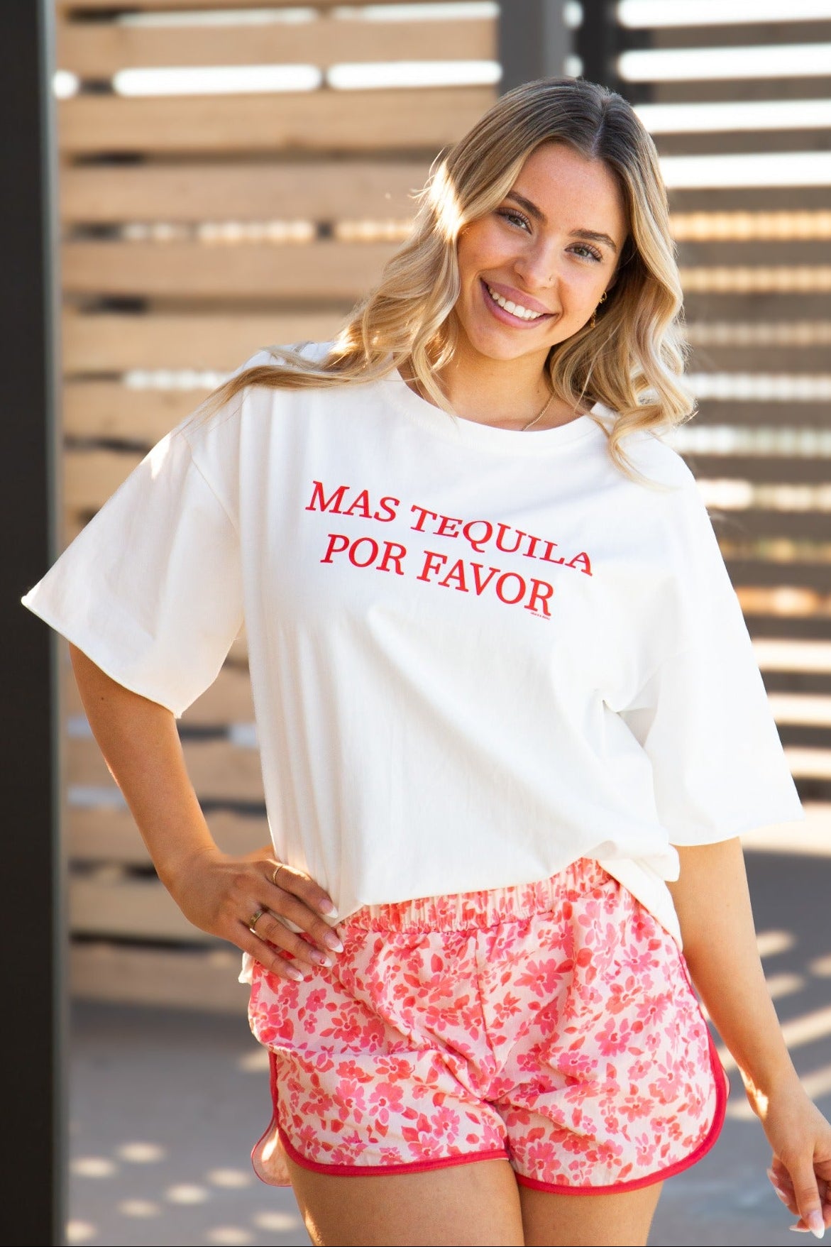 Mas Tequila Por Favor on White Relaxed Fit Tee