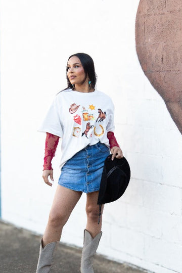 Whiskey Light on White Tee Shirt