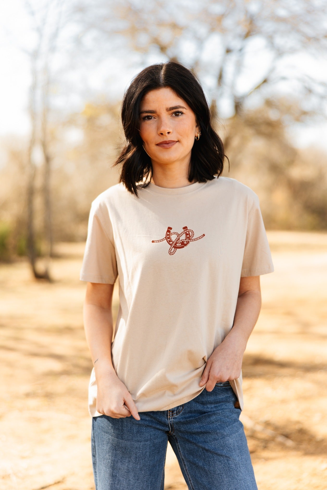 Horseshoe on Beige Tee Shirt