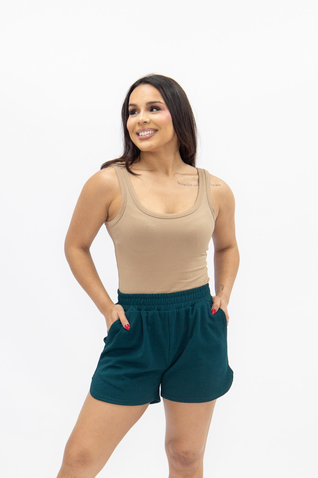 Forest Green Knit Shorts