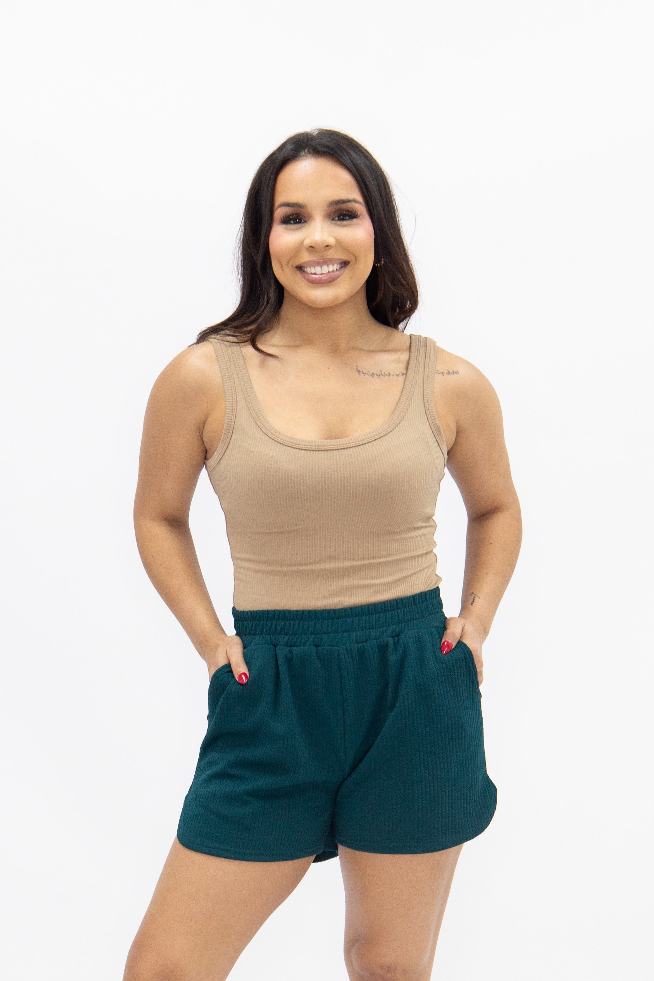 Forest Green Knit Shorts